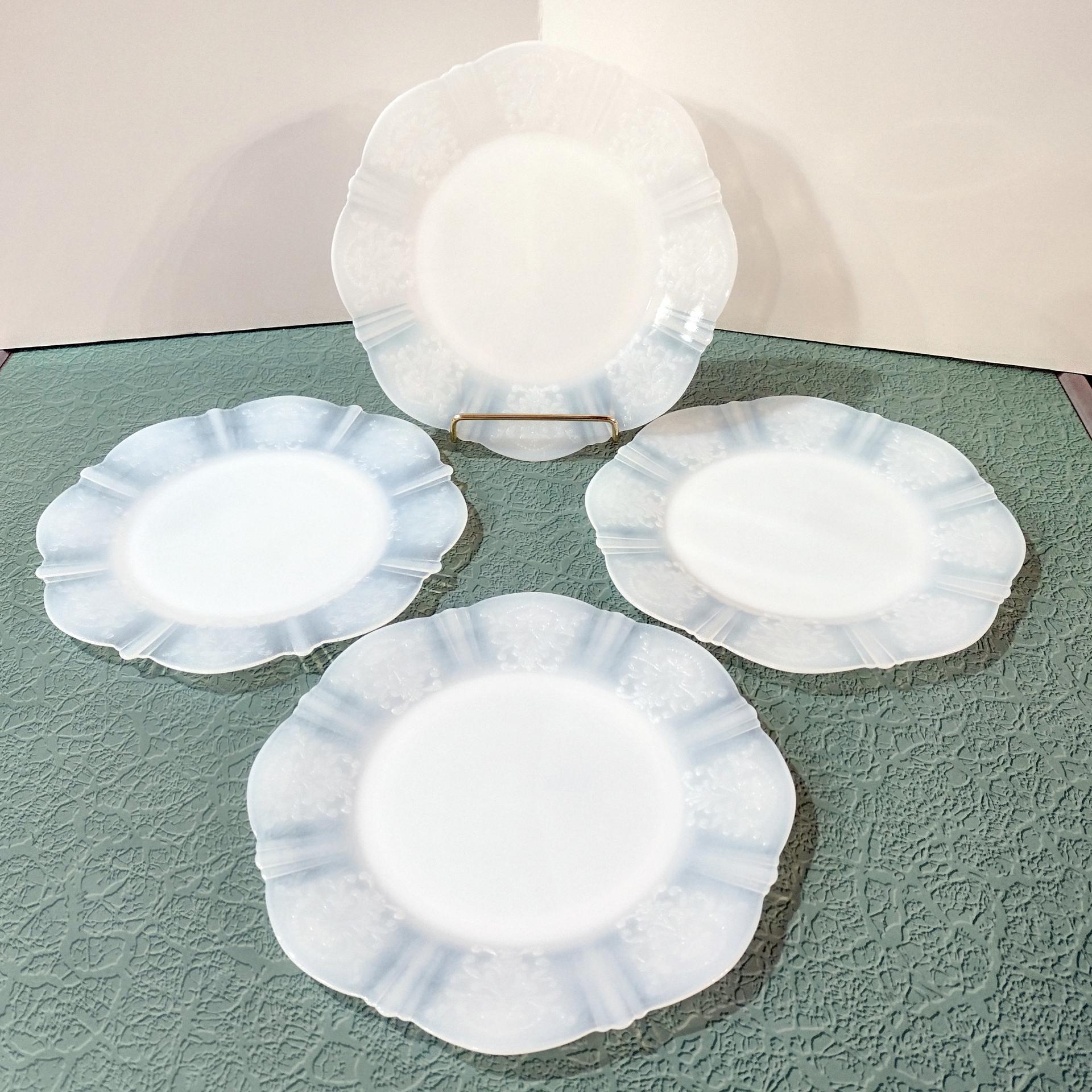 Vintage Macbeth Evans American Sweetheart Monax Glass Salad Dessert Appetizer Plates, Set of Four, 1930's Depression Glassware