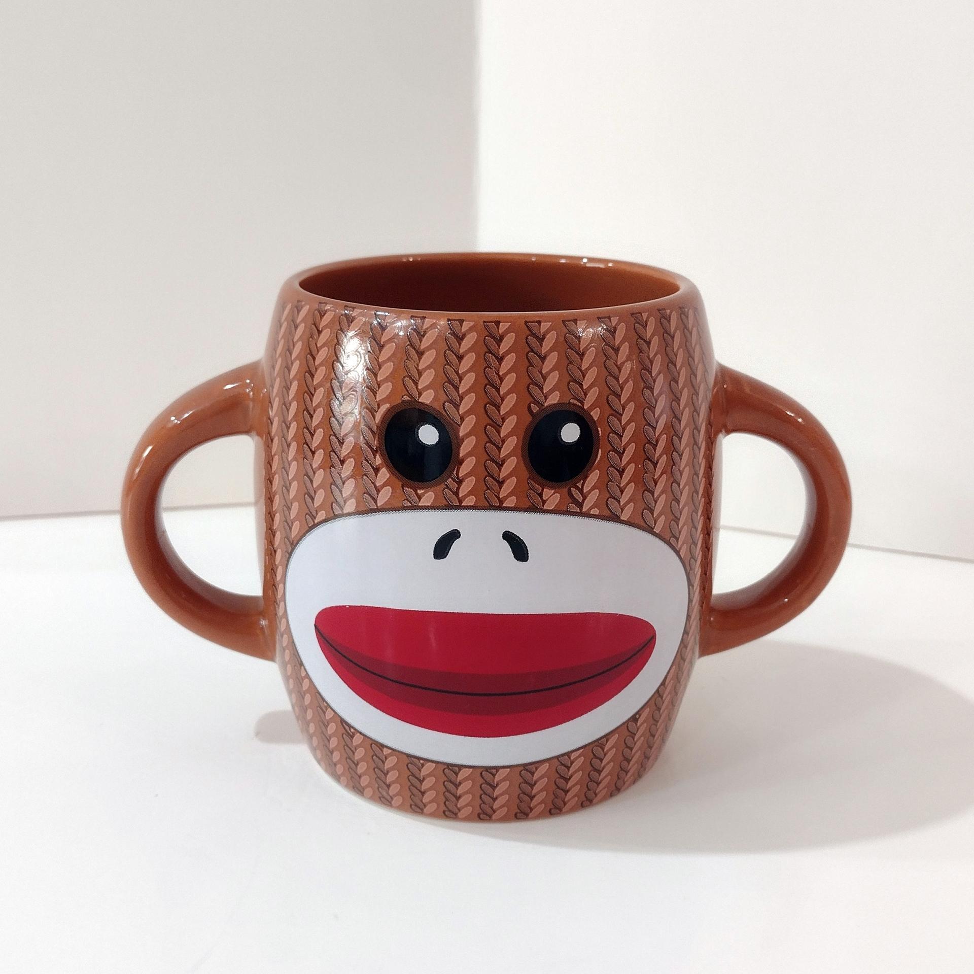 Sock Monkey Double Handled Ceramic Mug