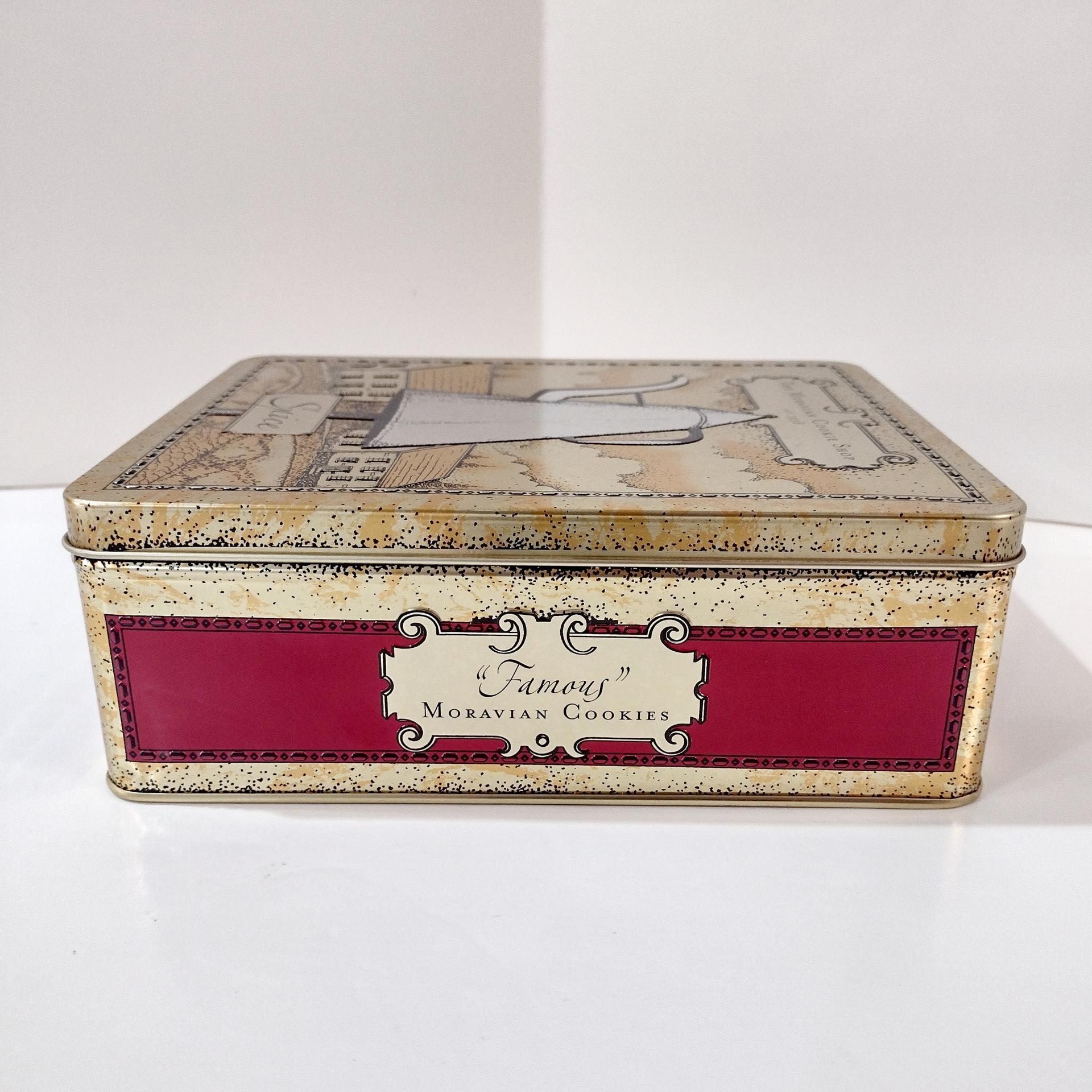 Vintage Famous Moravian Cookie Company Spice Cookie Tin, Wilkerson Bakery Old Winston Salem North Carolina Mickey Coffee Pot Tin Container