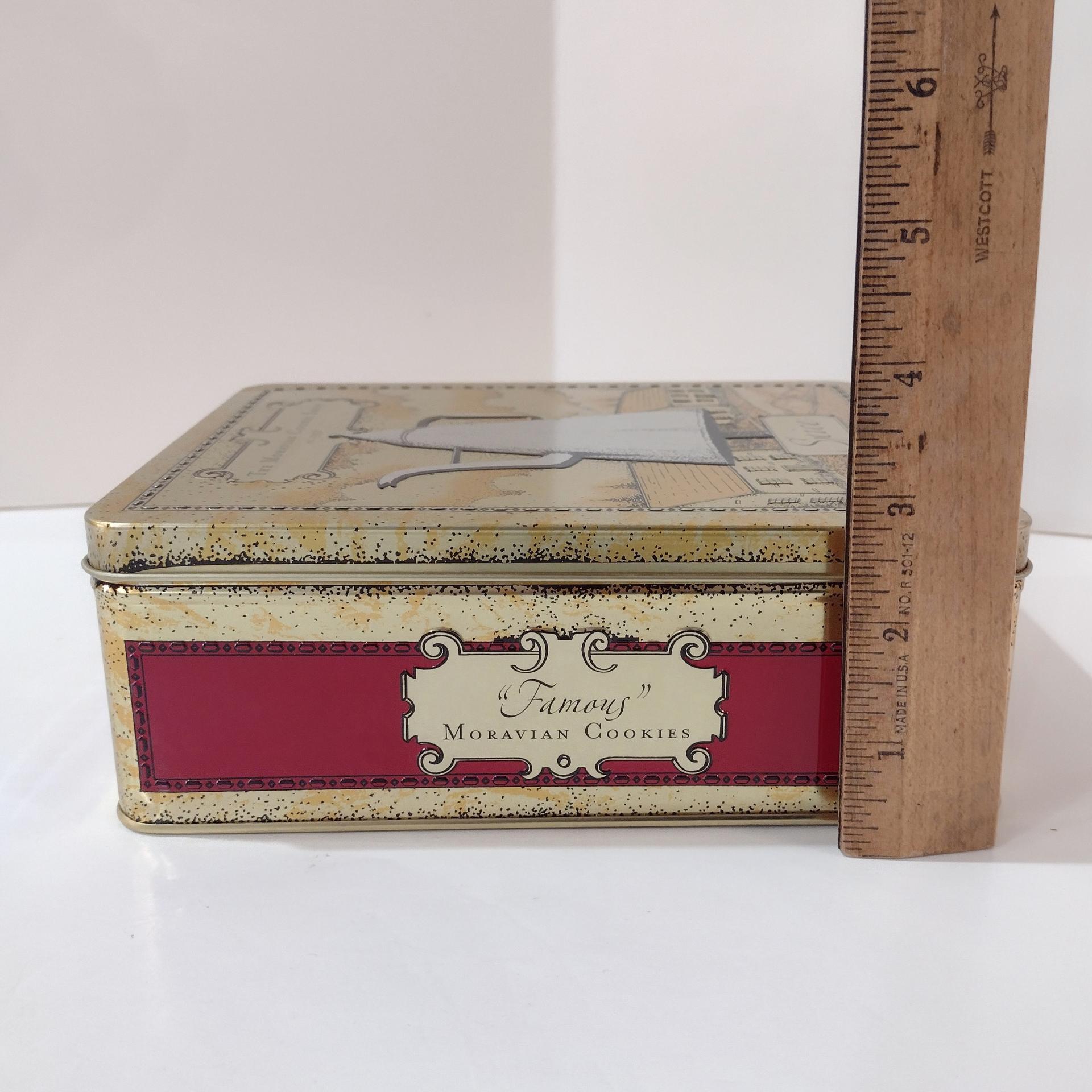 Vintage Famous Moravian Cookie Company Spice Cookie Tin, Wilkerson Bakery Old Winston Salem North Carolina Mickey Coffee Pot Tin Container