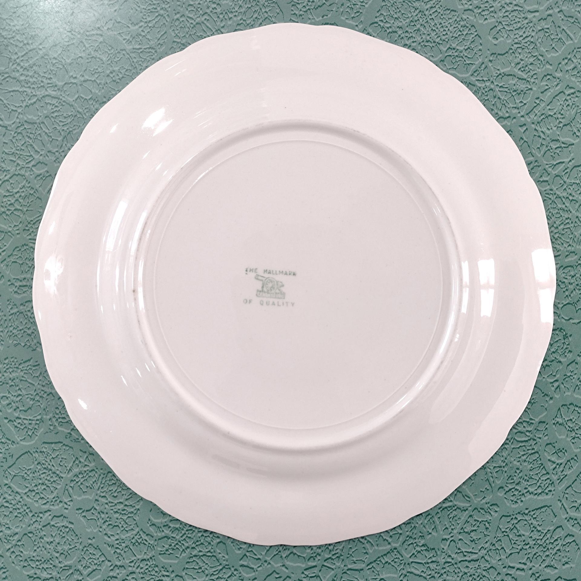 Vintage Canonsburg Moss Rose Luncheon Dinner Plates, Set of 6, Pink Floral MCM Plates