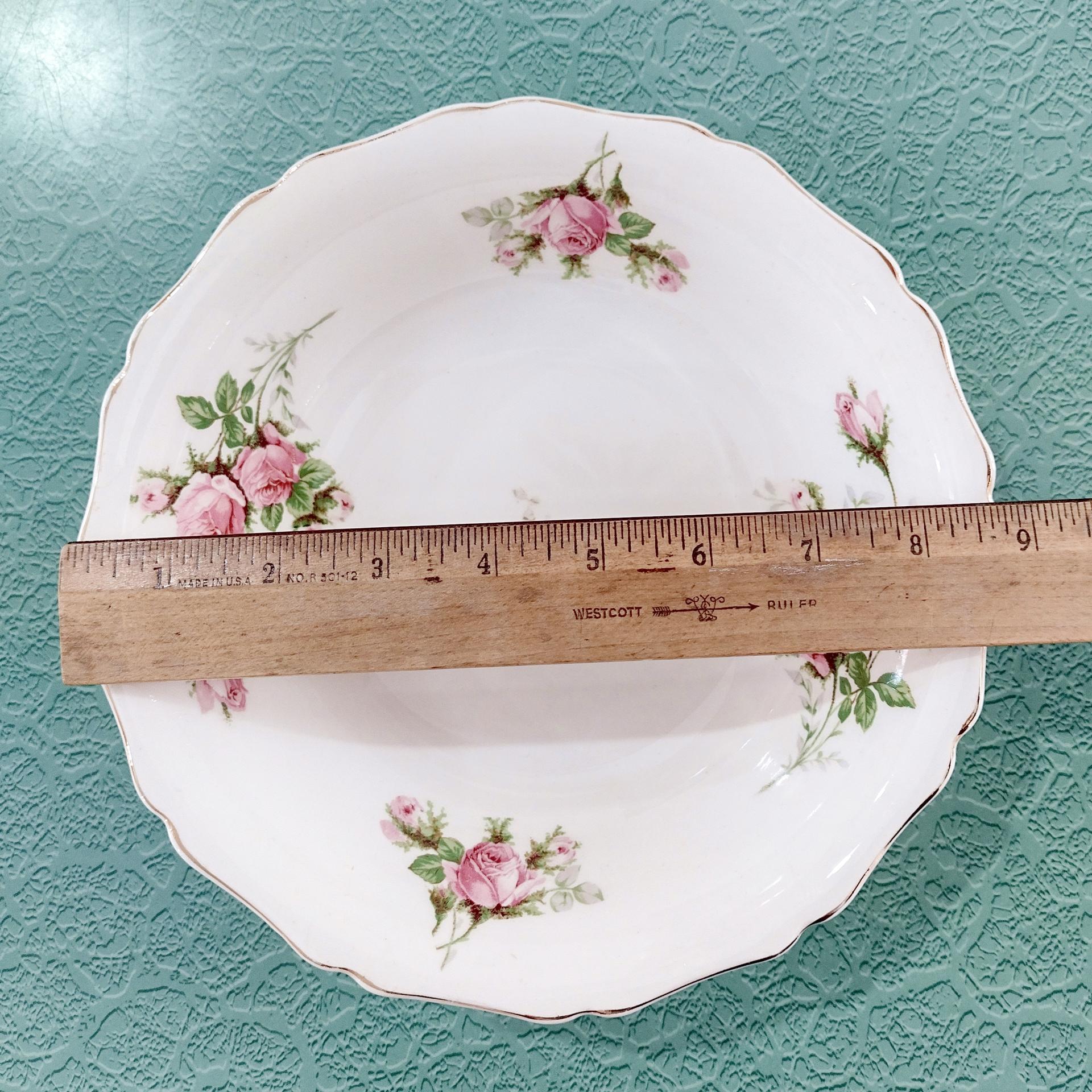 Vintage Canonsburg Moss Rose Serving Vegetable Bowl, MCM Pink Floral Bowl