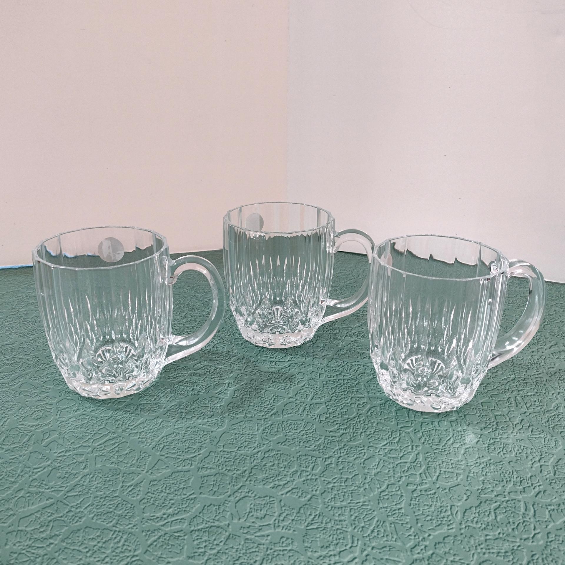 Vintage Cristal D'Arques Durand Bretagne 24% Lead Crystal Mugs, Set of 3