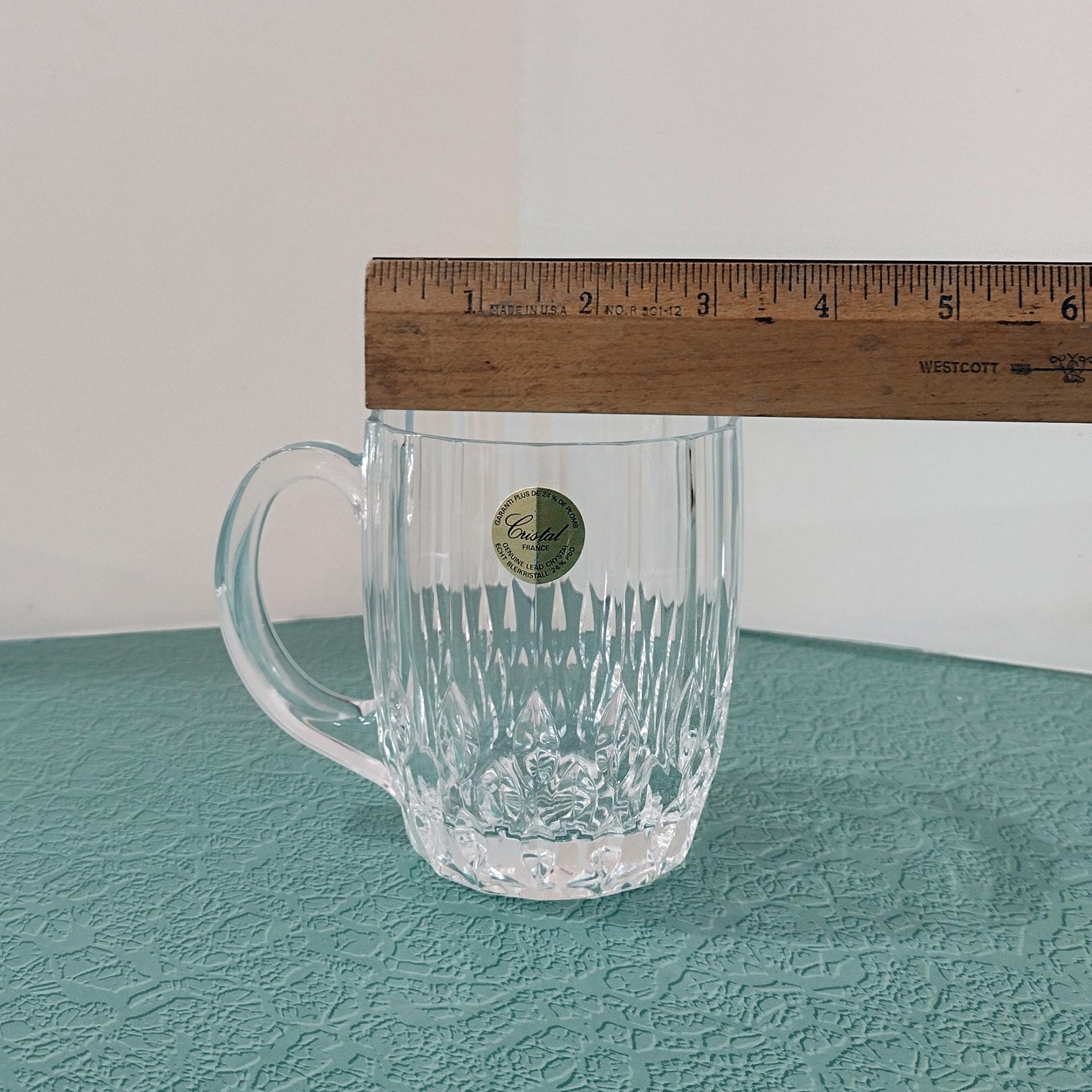 Vintage Cristal D'Arques Durand Bretagne 24% Lead Crystal Mugs, Set of 3