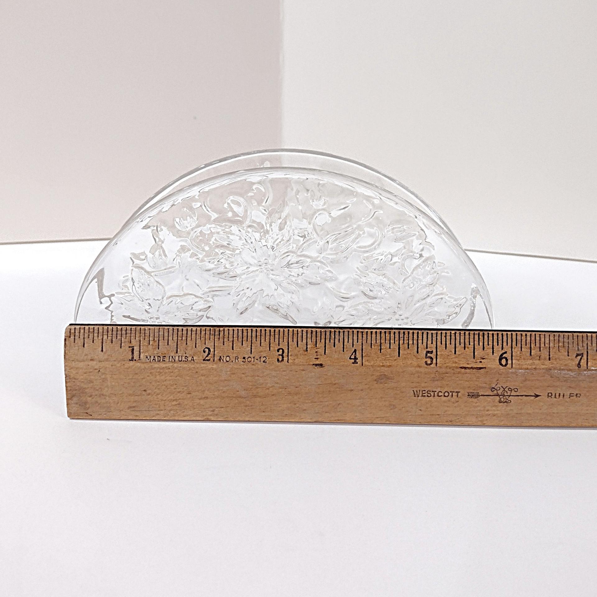 Vintage Princess House Fantasia Floral Pressed Glass Napkin Holder, Poinsettia Flower Desk Letter Holder Organizer