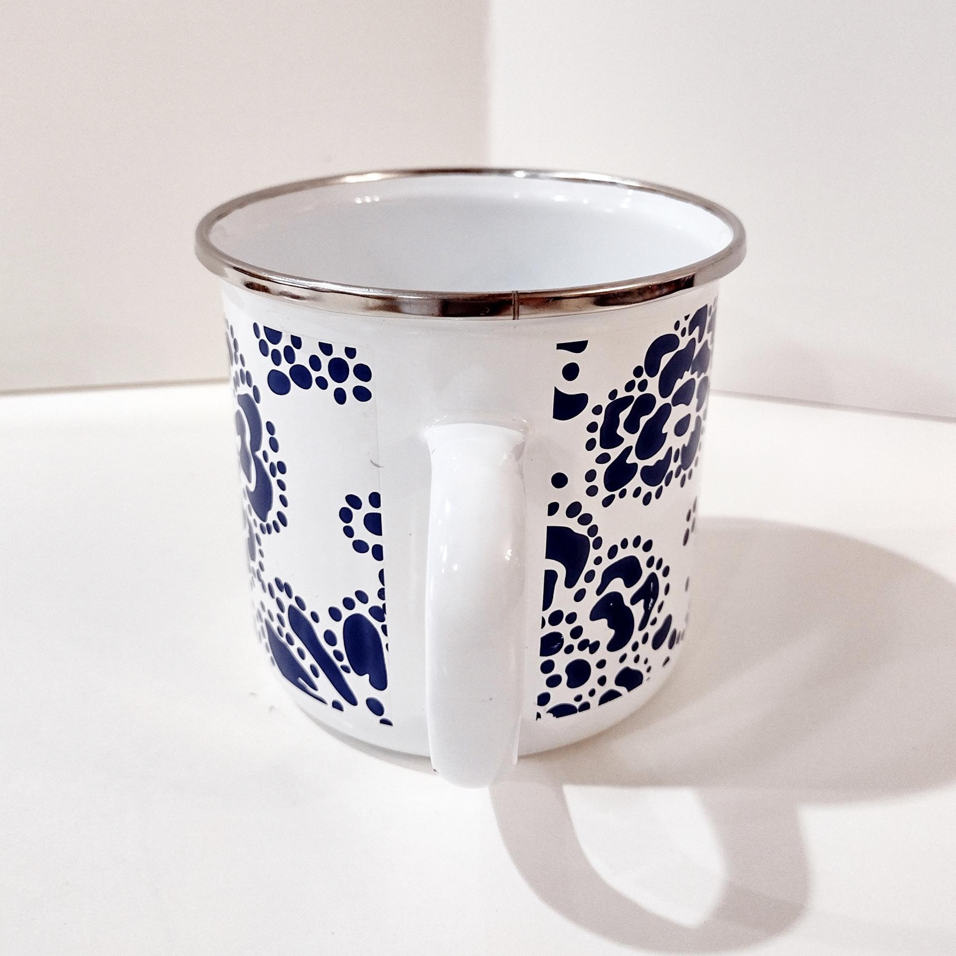 Vintage Blue and White Floral Enamel Mug, Old Navy Camping Mug