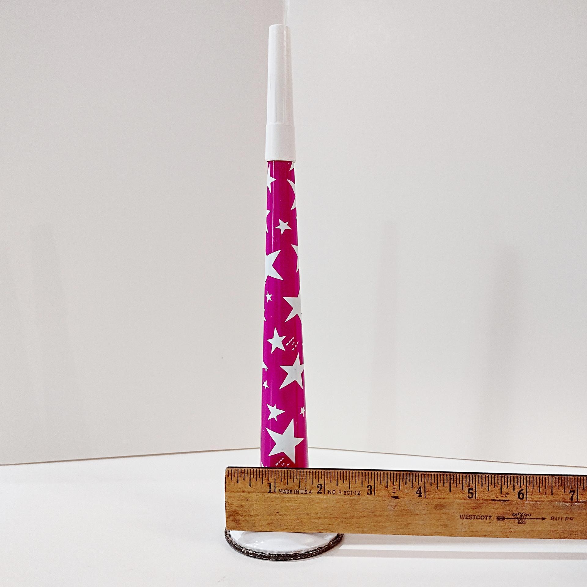 Vintage Tin Litho Metal Noise Maker Horns, Set of 4, 1950's Party Noisemaker Blowers