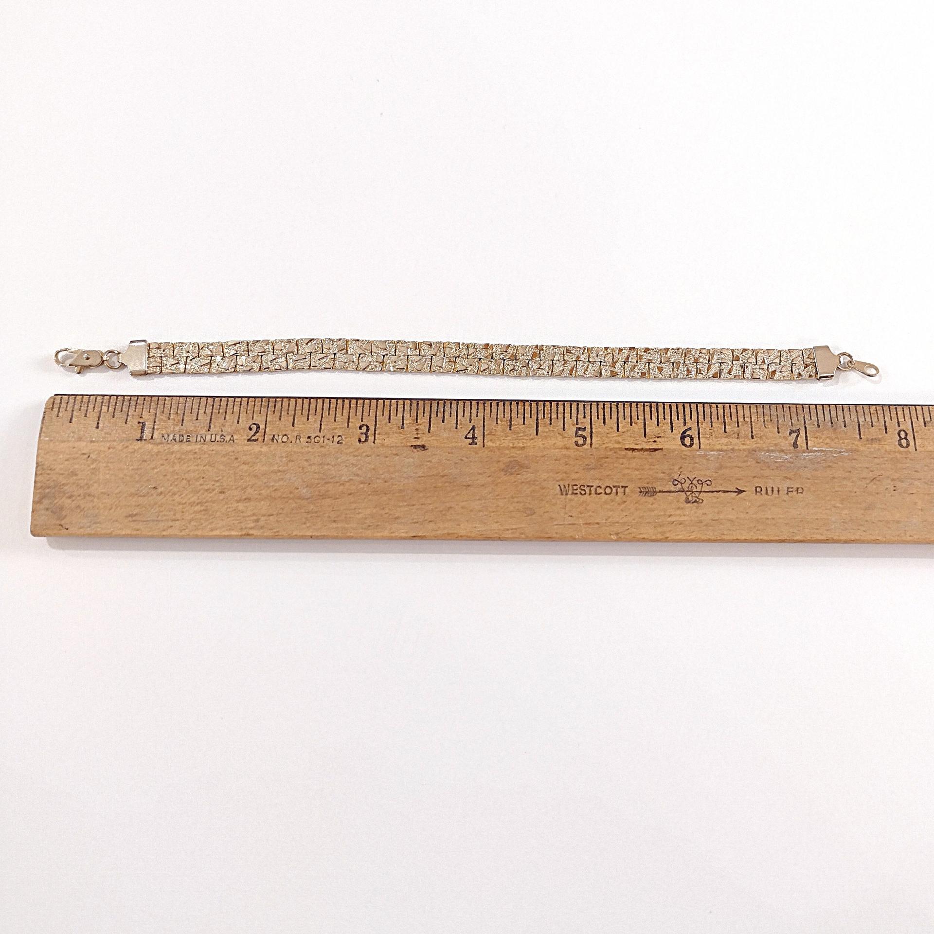 Vintage Gold Toned Reversable 7 1/2 Inch Flat Nugget Chain Bracelet