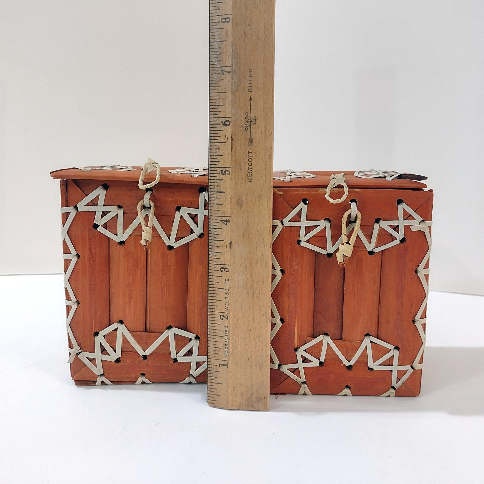Vintage Numi Bamboo and Rattan Boxes, Set of 2, Decorative Trinket Boxes