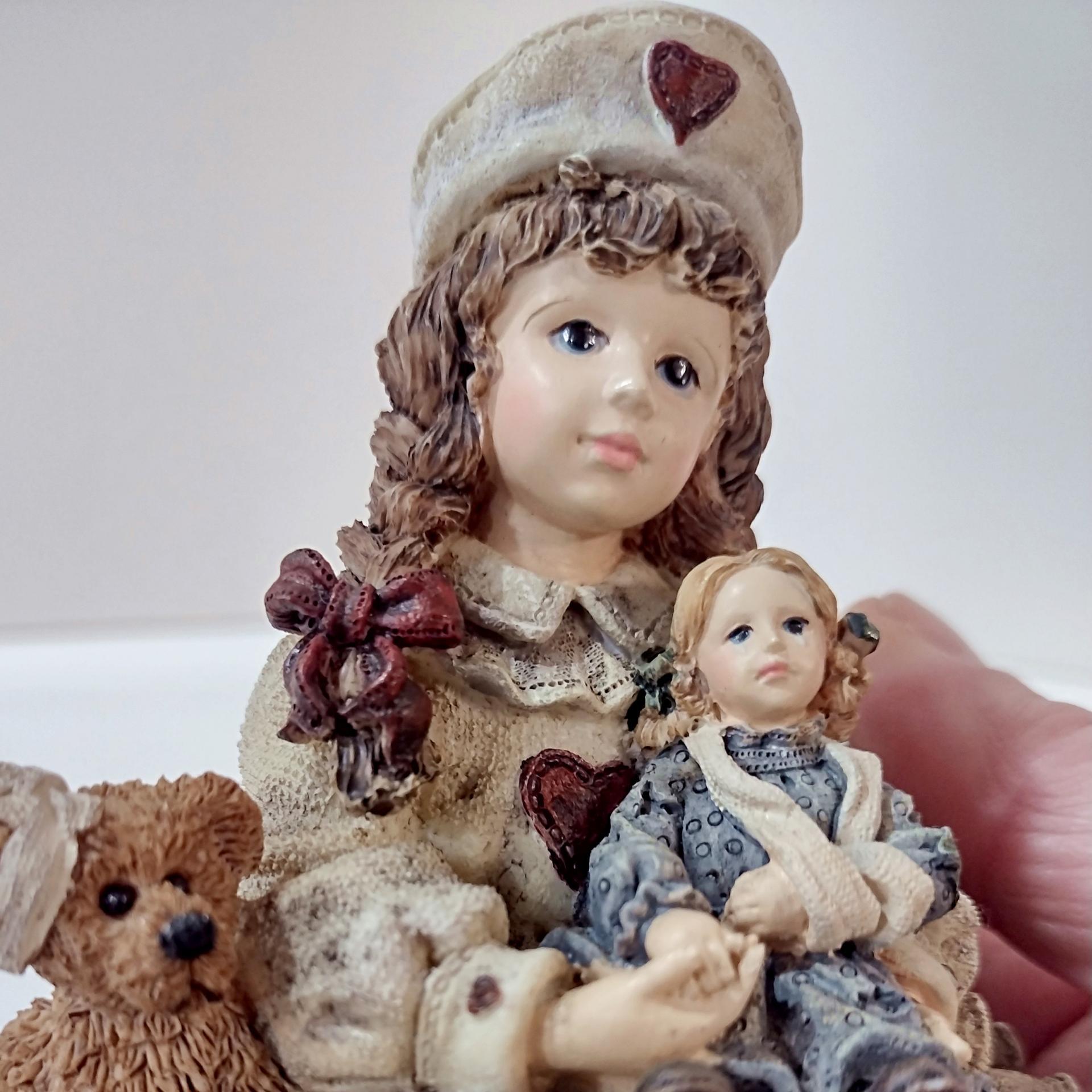Vintage 1995 Yesterday's Child The Dollstone Collection I Wannabe Series #1, Boyds Bears Figurine Nurse Girl with Teddy Bear