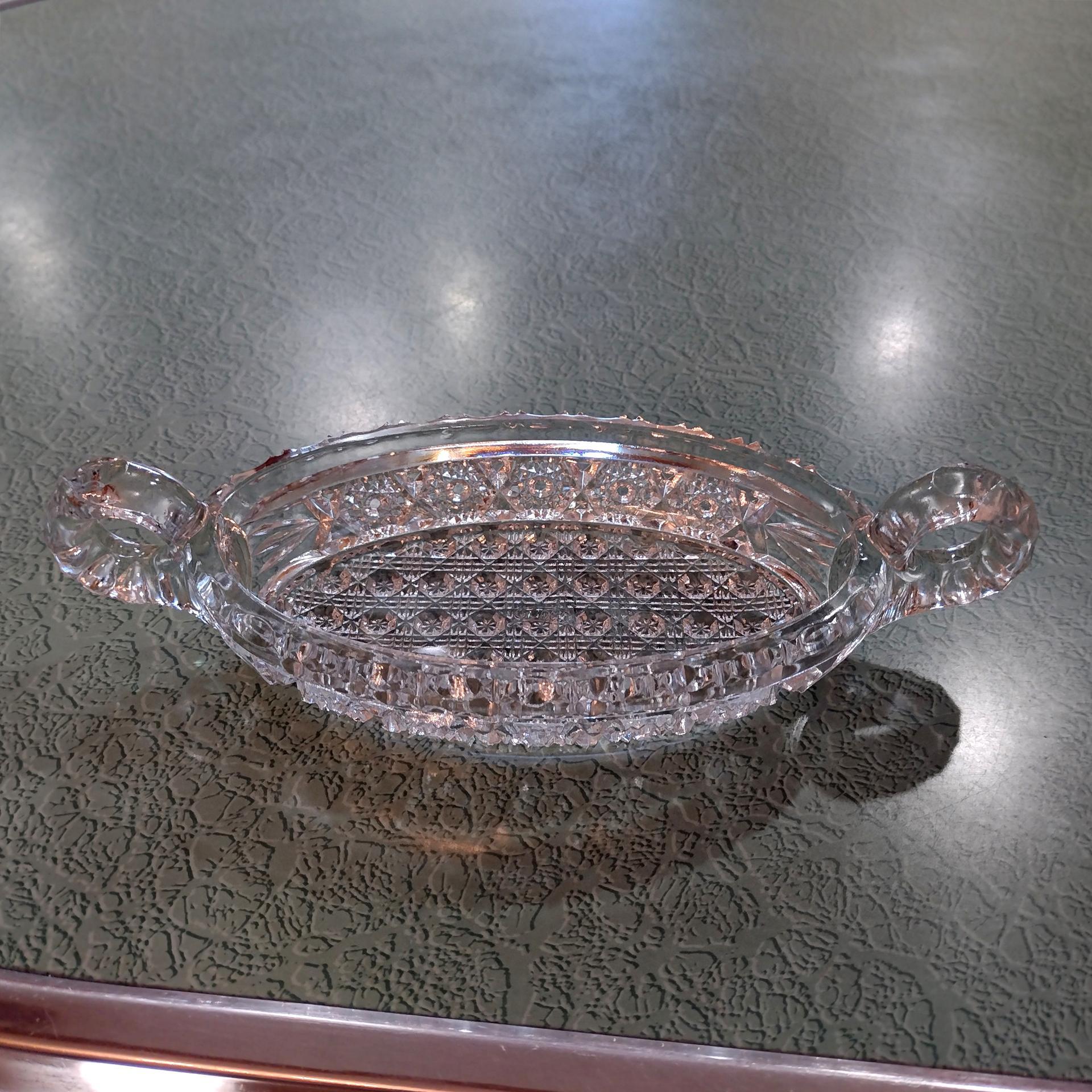 Antique Imperial Glass Nucut Relish Dish, Vintage EAPG Glass Tray