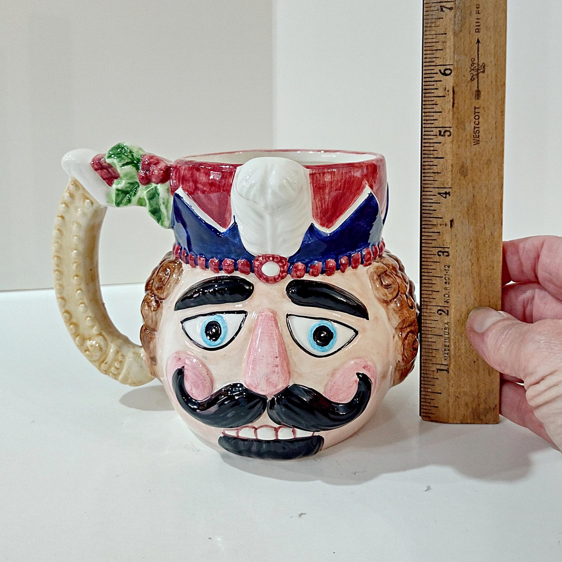 Vintage Nutcracker Figurative Ceramic Mug, Toy Soldier Christmas Holiday Mug