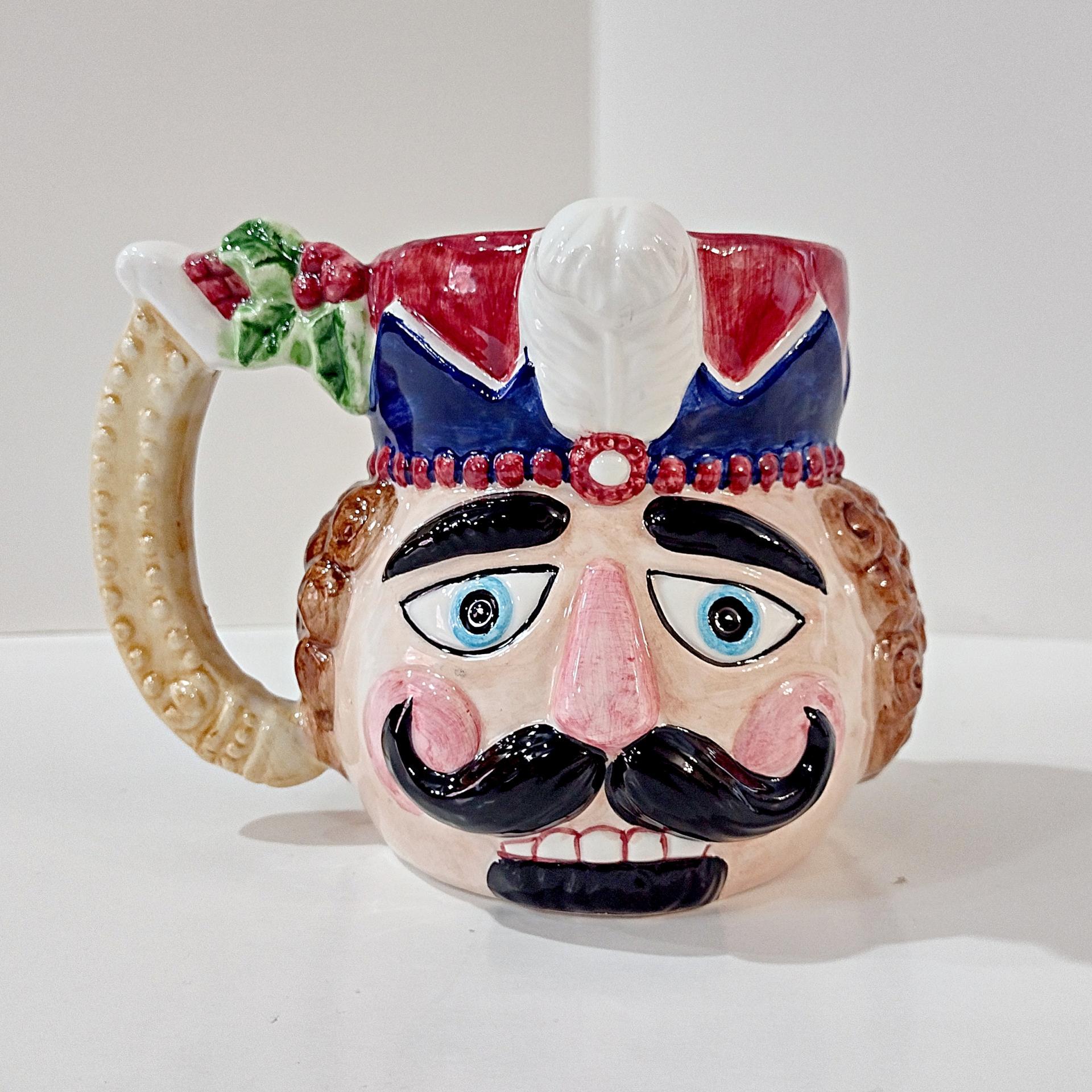 Vintage Nutcracker Figurative Ceramic Mug, Toy Soldier Christmas Holiday Mug