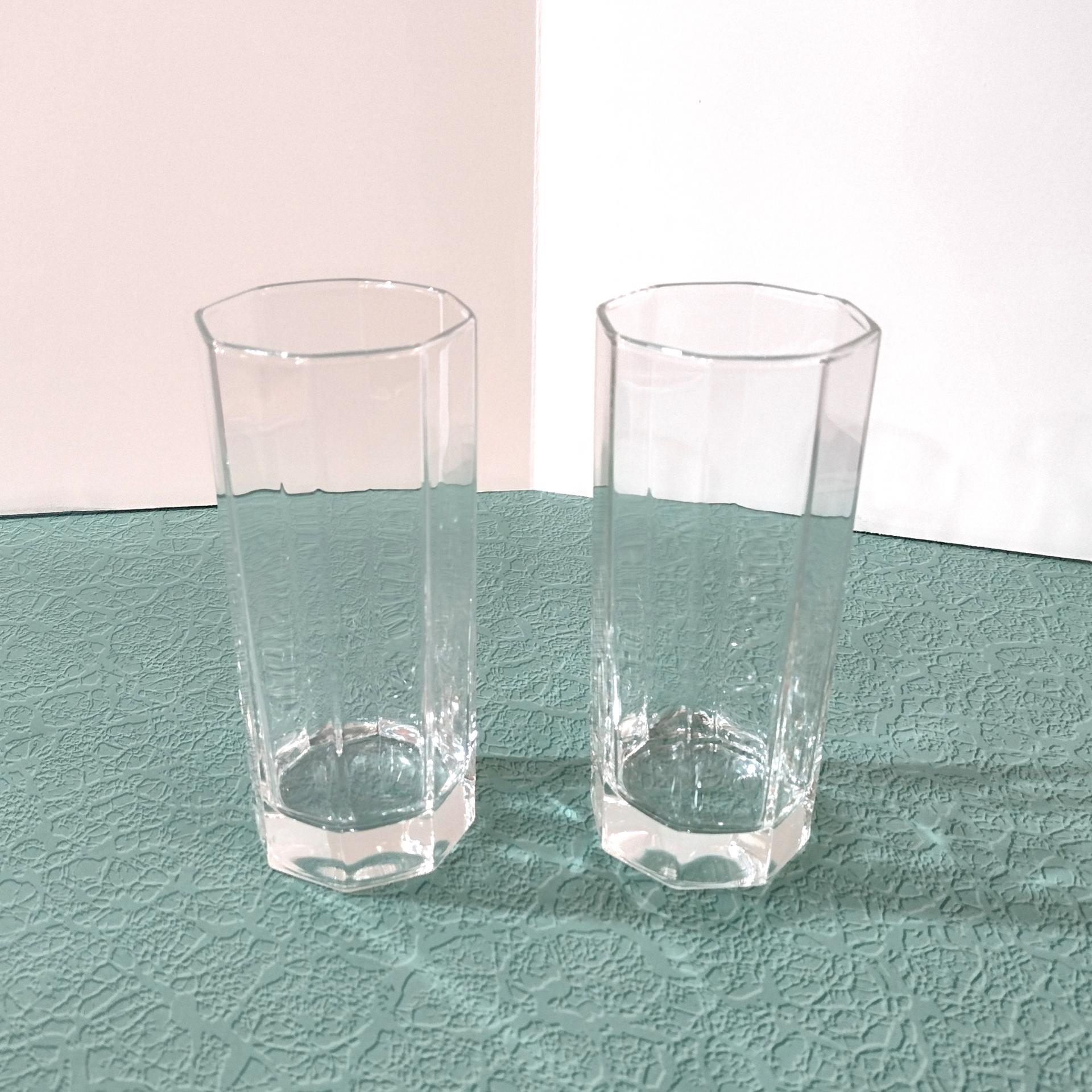 Cristal D'Arques Durand Octime Clear Highball Glasses, Set of Two, 10 Ounce Octagonal Glasses