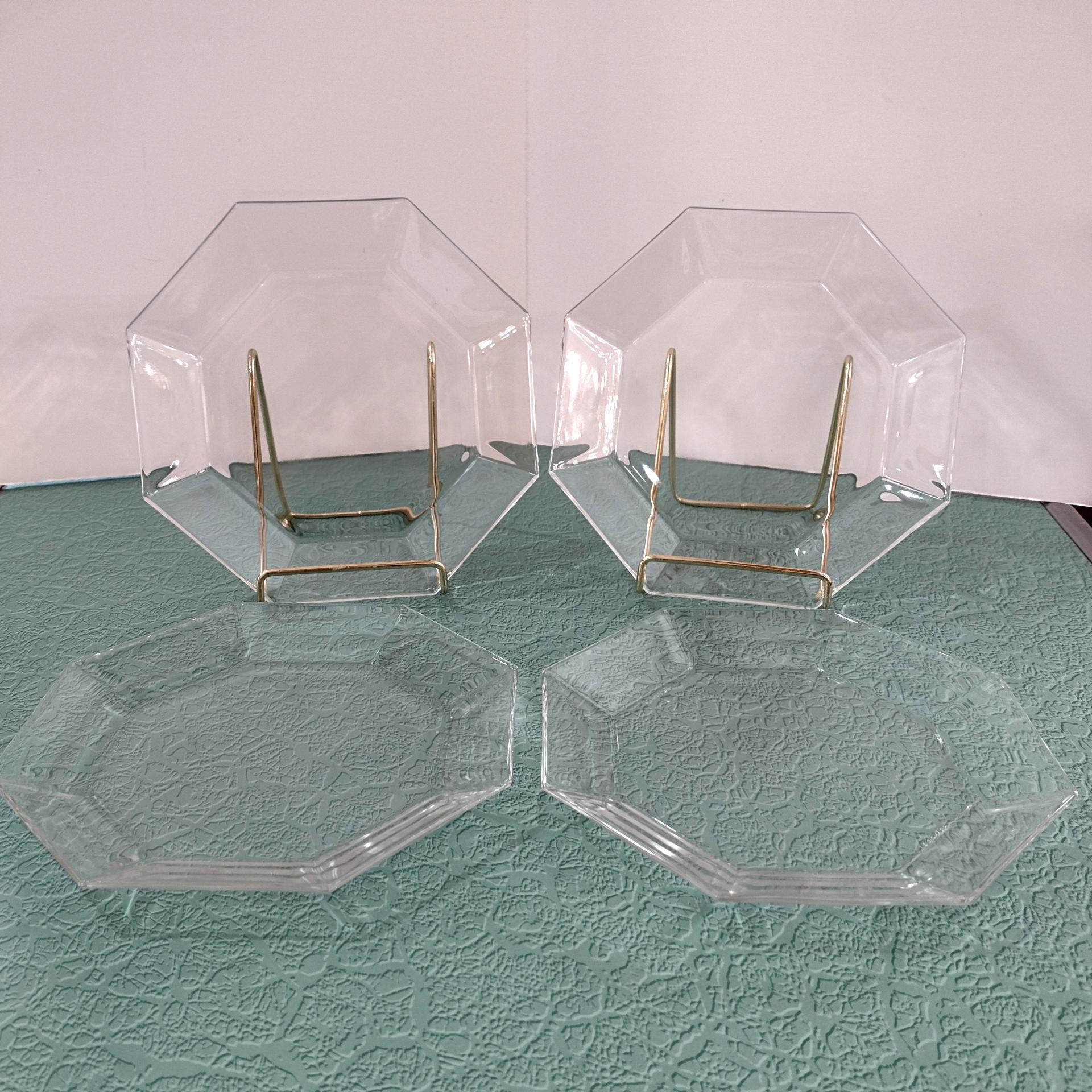 Vintage Arcoroc / Cristal D'Arques Durand Octime Clear Dessert Plates, Set of Four