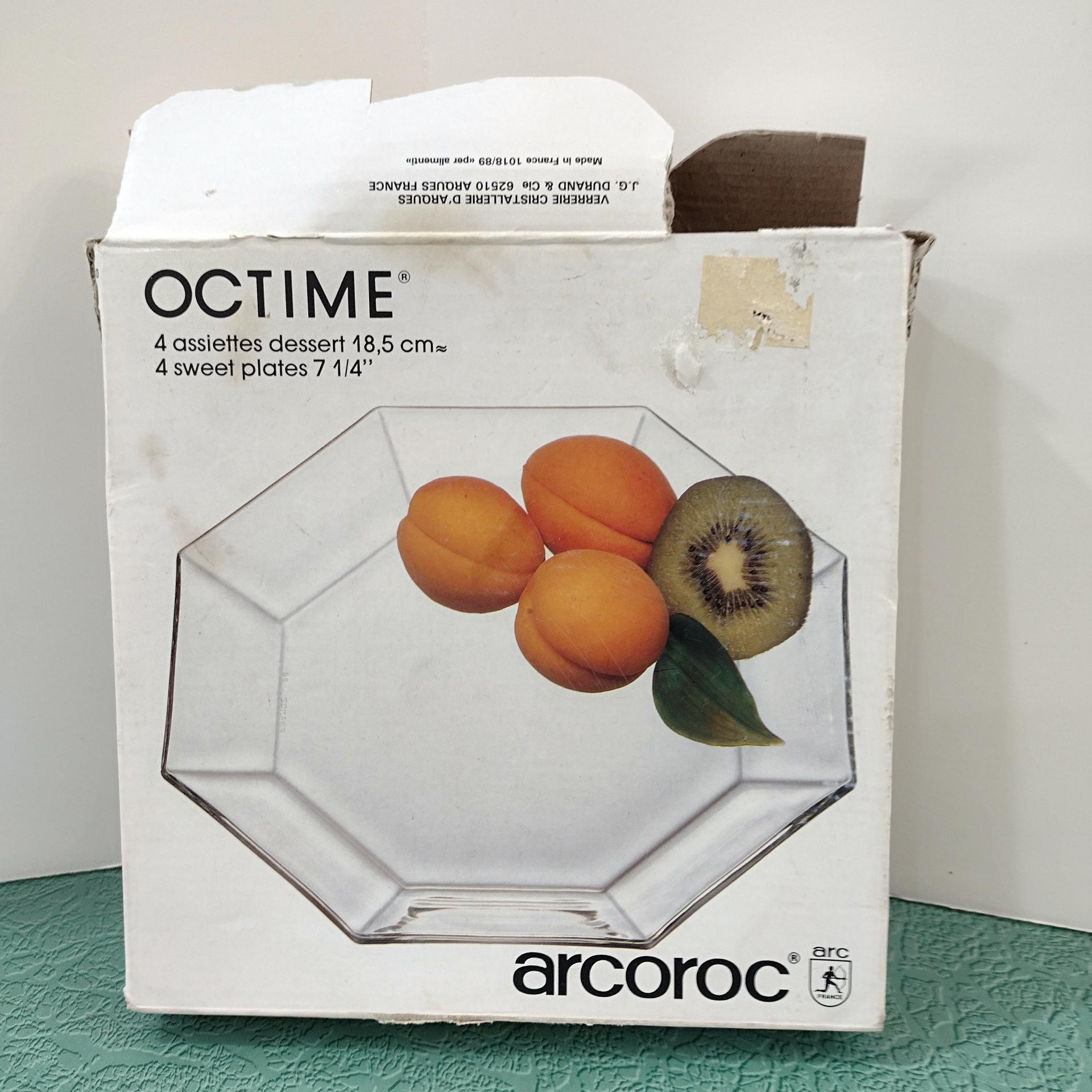 Vintage Arcoroc / Cristal D'Arques Durand Octime Clear Dessert Plates, Set of Four