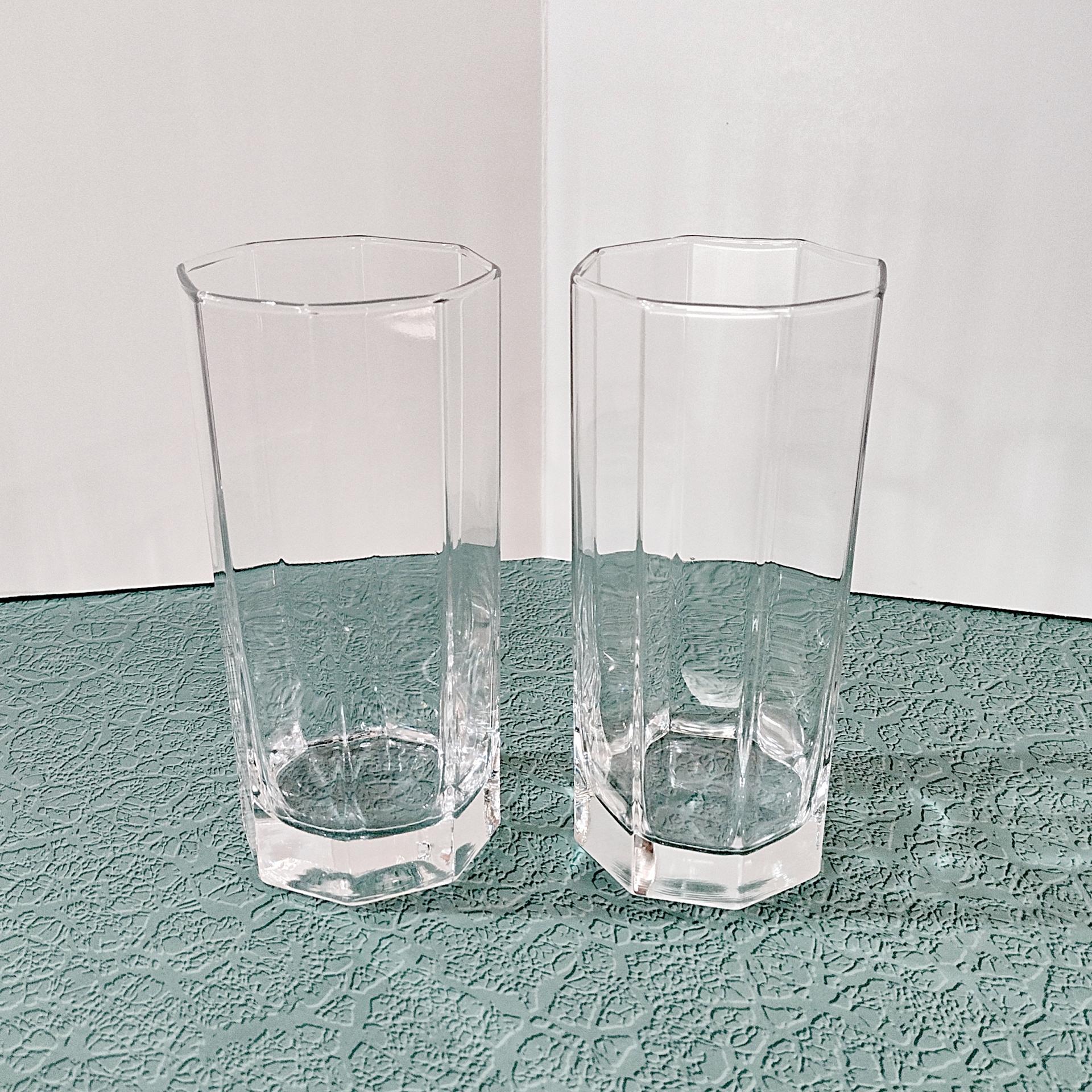Cristal D'Arques Durand Octime Clear 14 Ounce Flat Tumbler Glasses, Set of Two