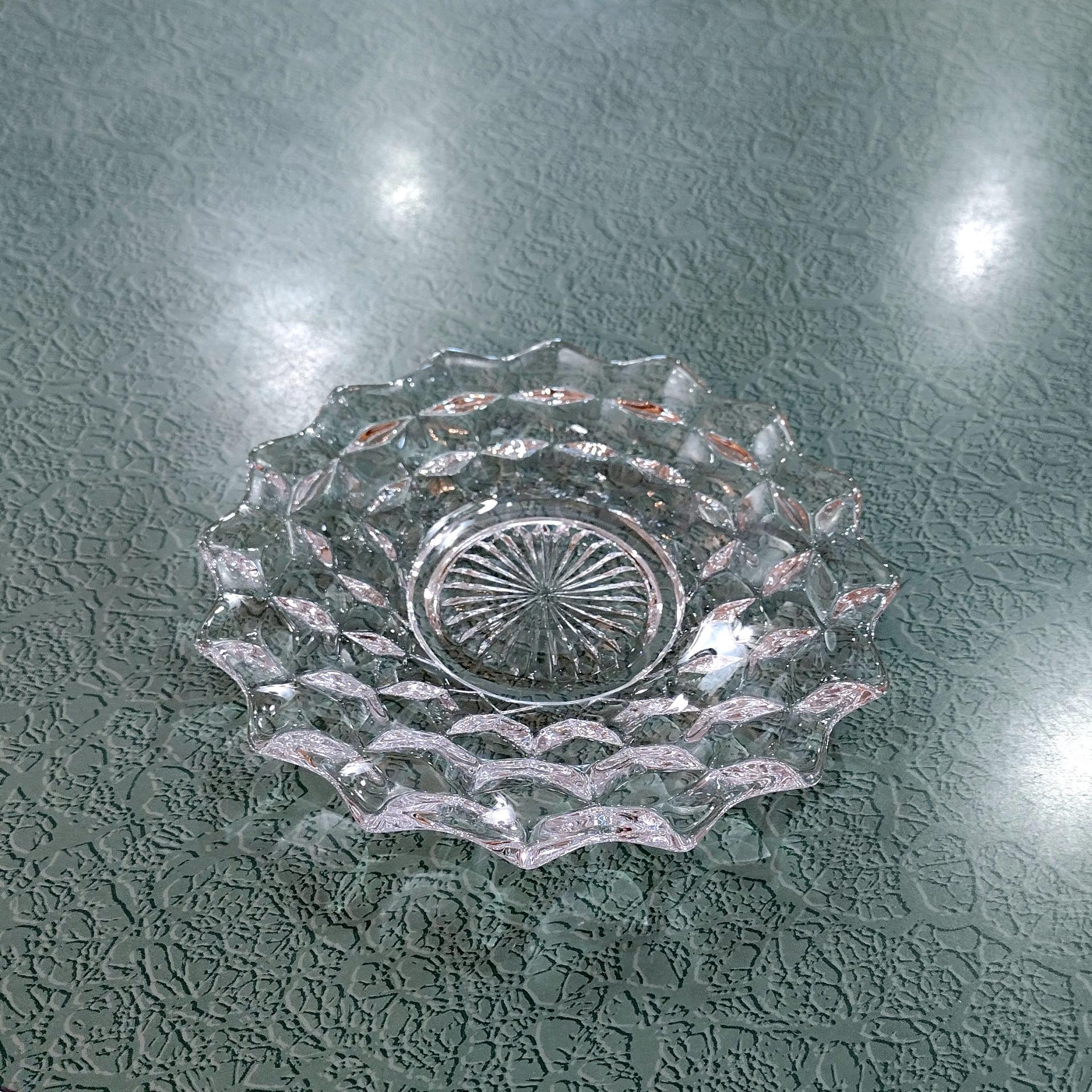 Vintage Fostoria Bread and Butter 6 Inch Plates, American Clear Pattern, Set of Four, UV Reactive Manganese Glassware