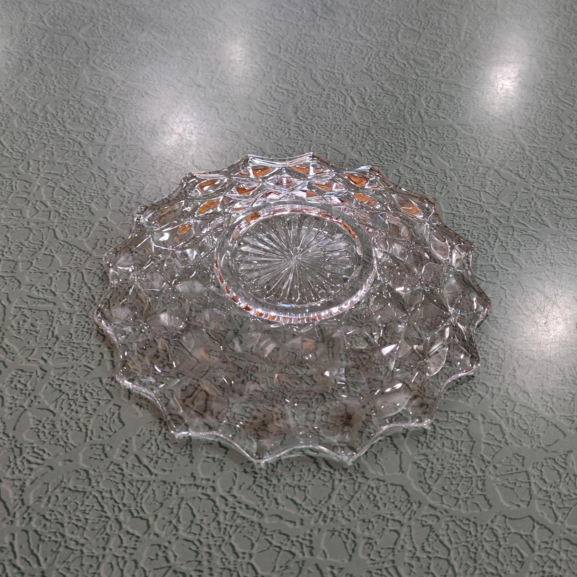 Vintage Fostoria Bread and Butter 6 Inch Plates, American Clear Pattern, Set of Four, UV Reactive Manganese Glassware