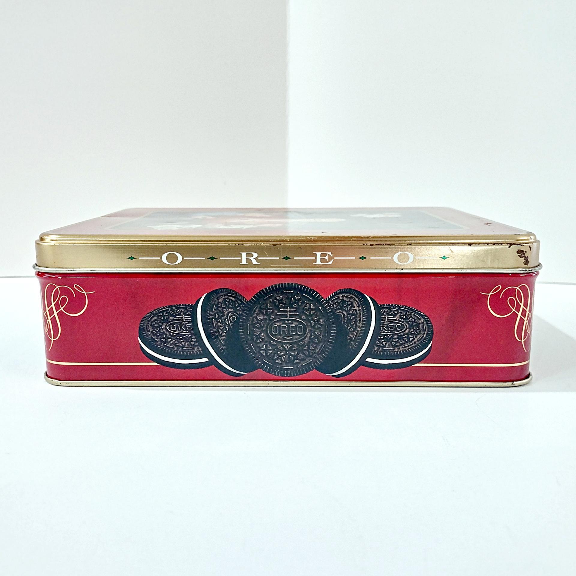 Vintage 1994 Unlock the Magic Oreo Christmas Holiday Tin, Oreo Cookie Collectible Tin Storage Container
