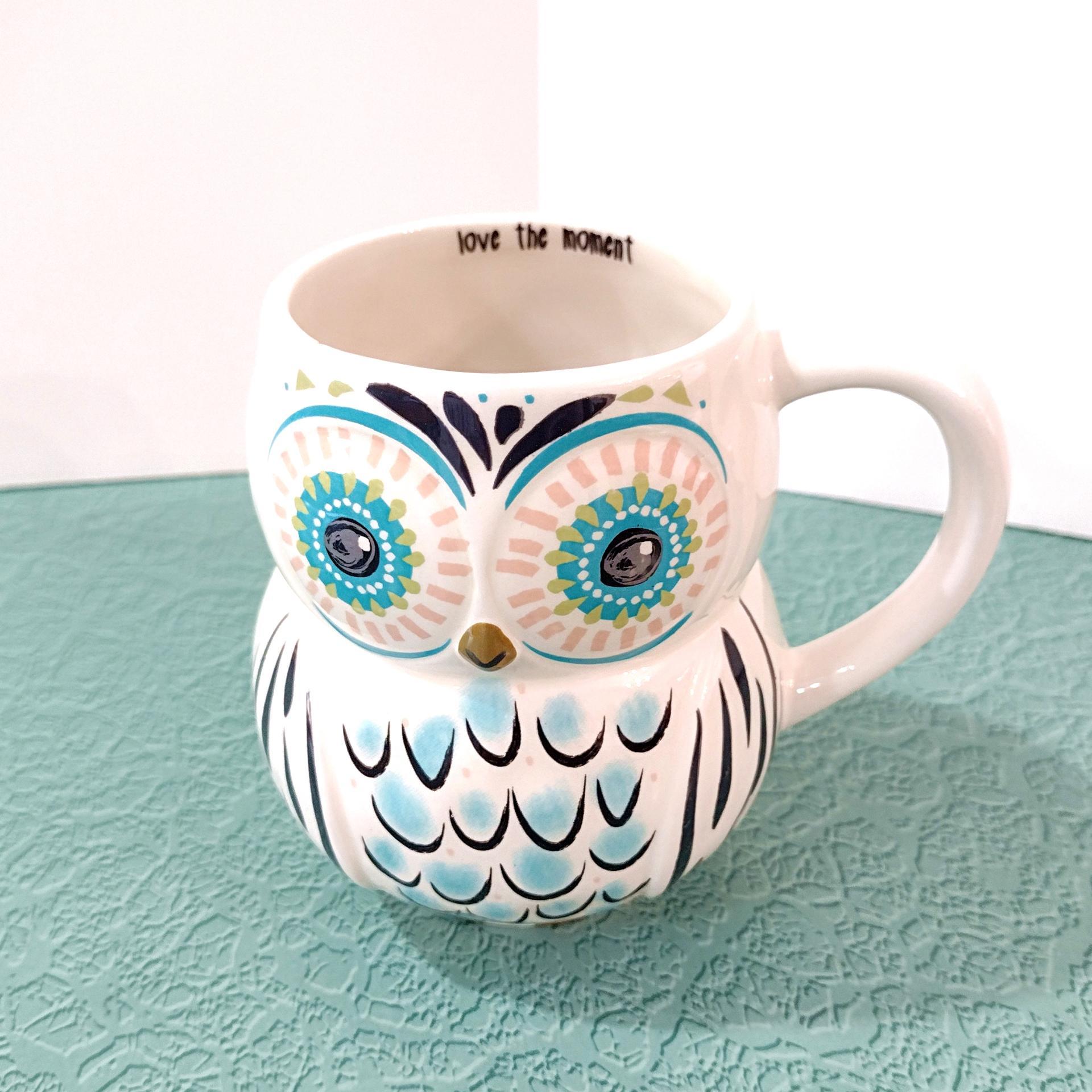 Vintage Owl Ceramic Coffee Tea Mug, Love the Moment Natural Life Owl Mug
