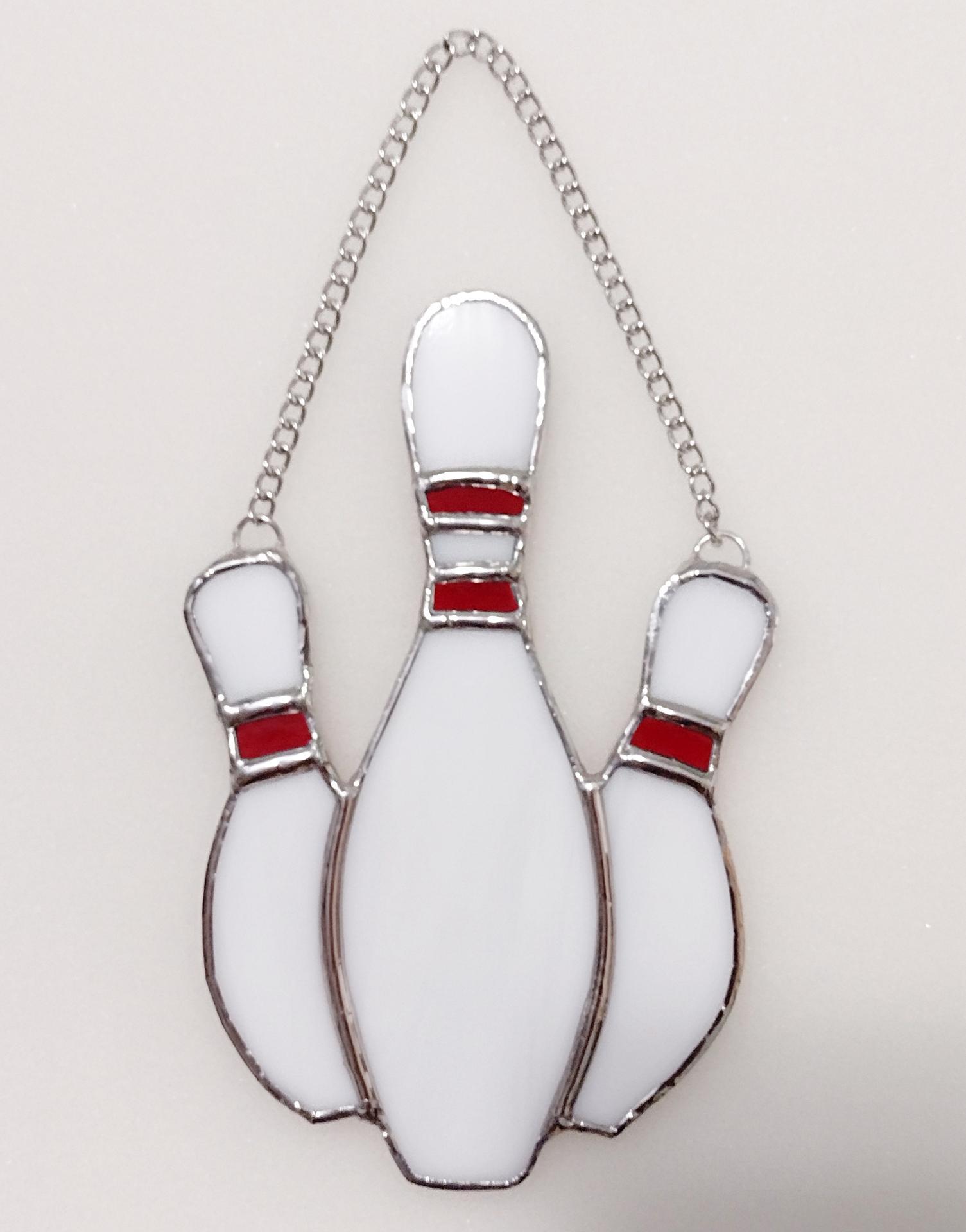 Bowling Pins Stained Glass Suncatcher