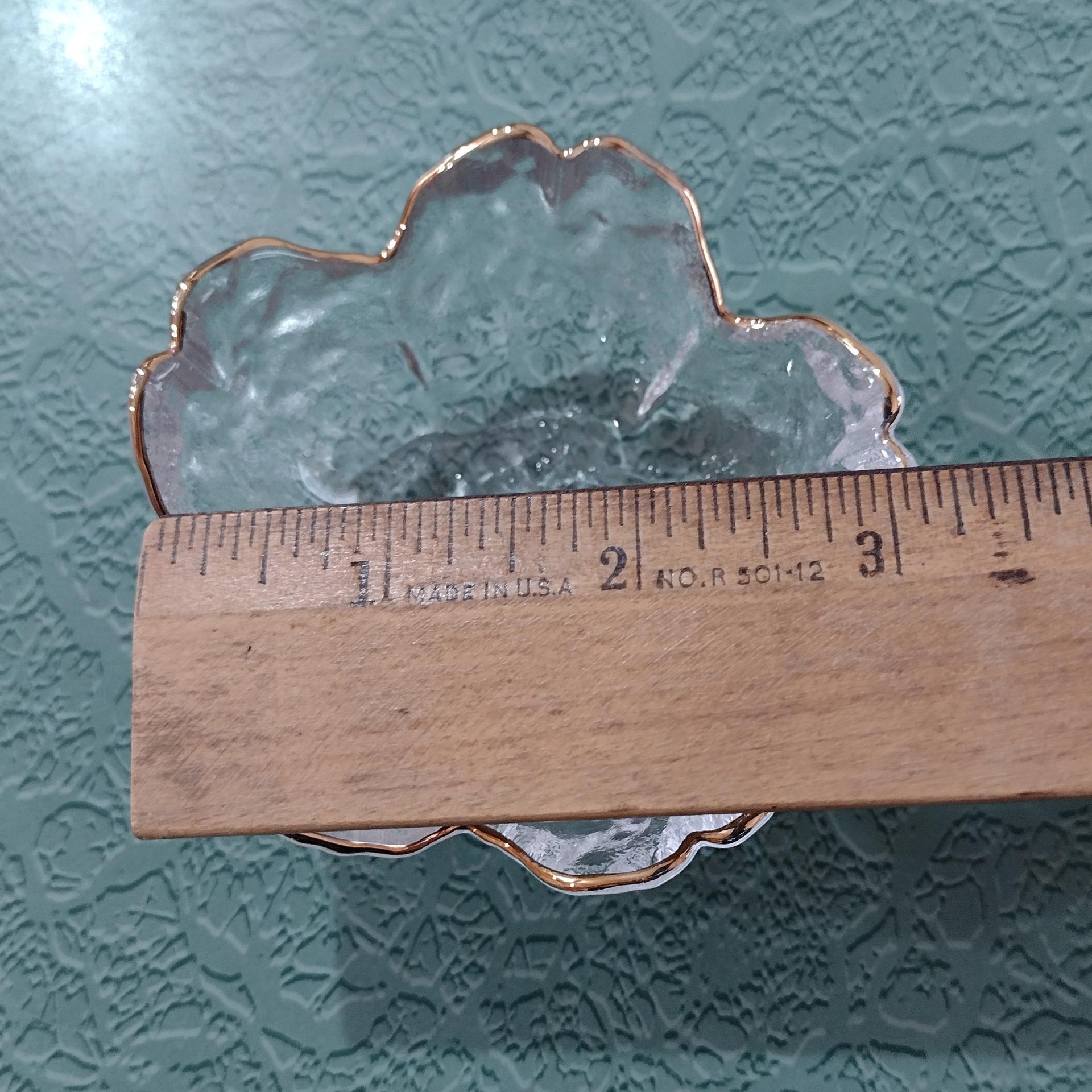 Vintage Flower Petal Mini Sauce Clear Glass Bowls, Set of Three, Small Food Preparation Bowls