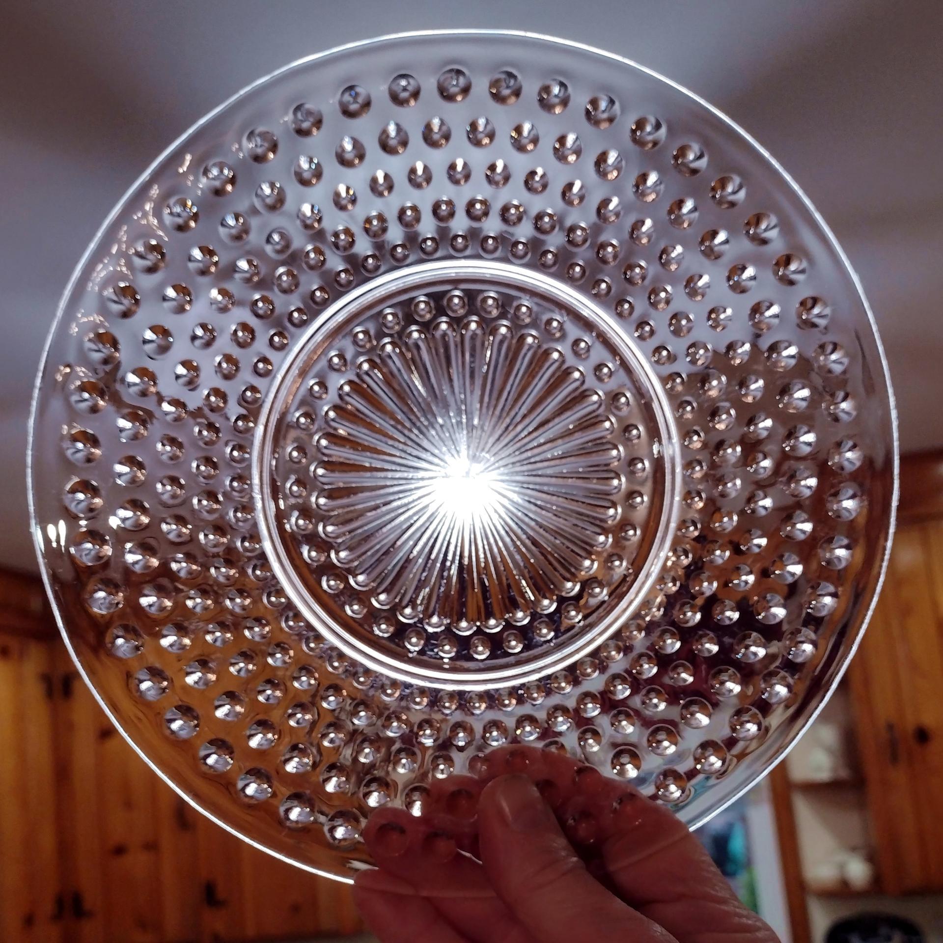 Vintage Anchor Hocking Pink Hobnail Glass Luncheon Plate, 1930's Depression Glass Plate