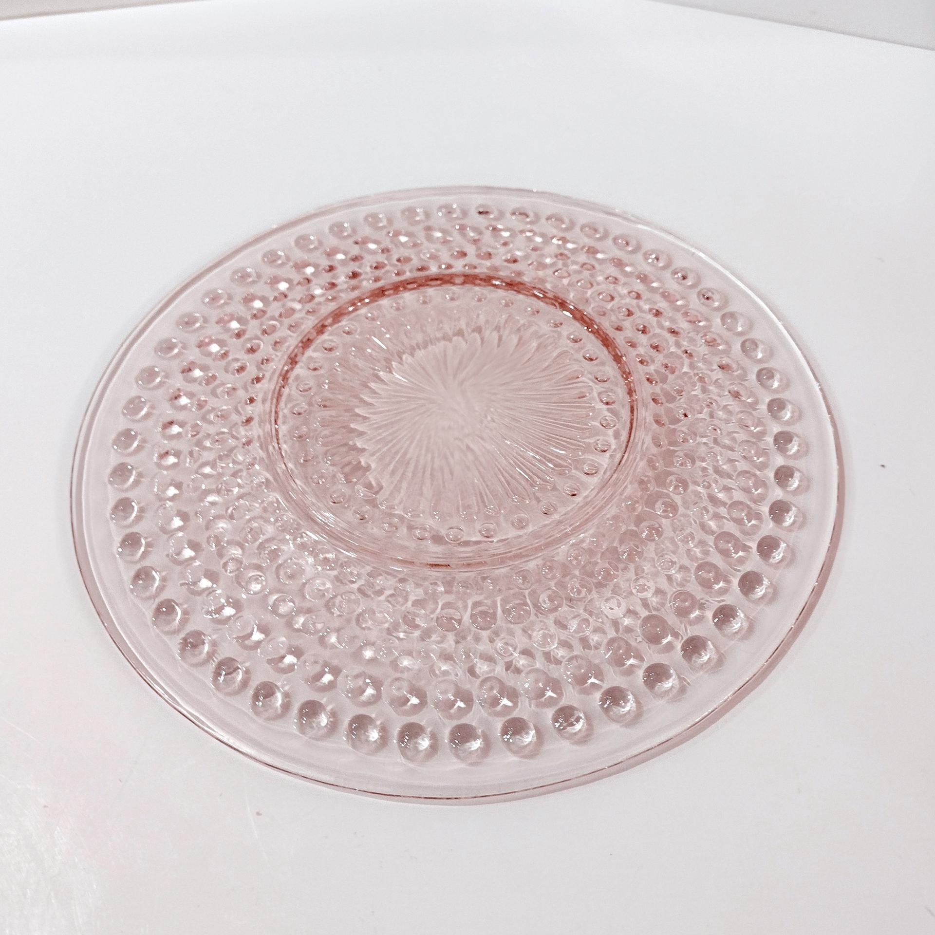 Vintage Anchor Hocking Pink Hobnail Glass Luncheon Plate, 1930's Depression Glass Plate