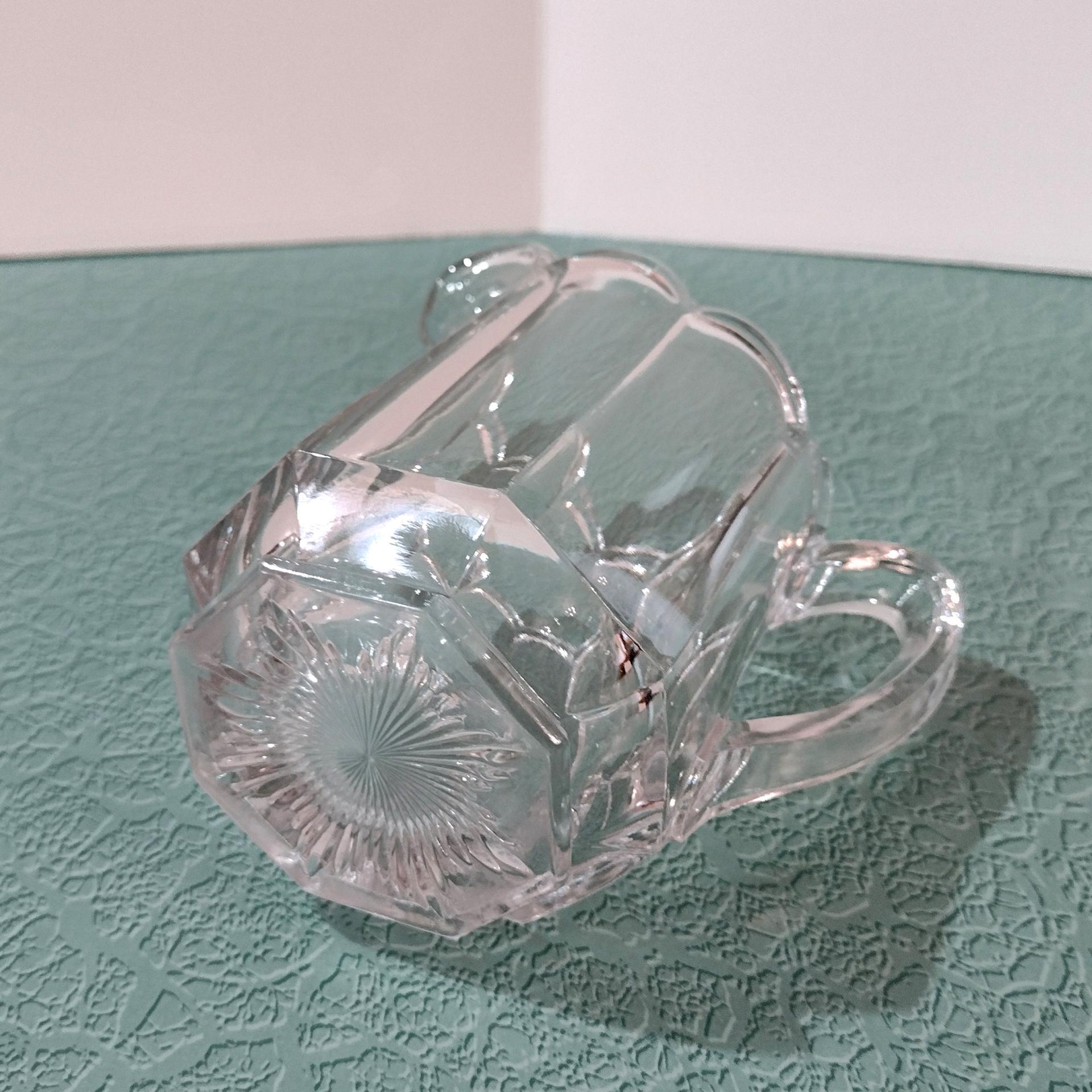 Antique Pressed Glass Creamer Pitcher, UV Reactive Manganese Glass