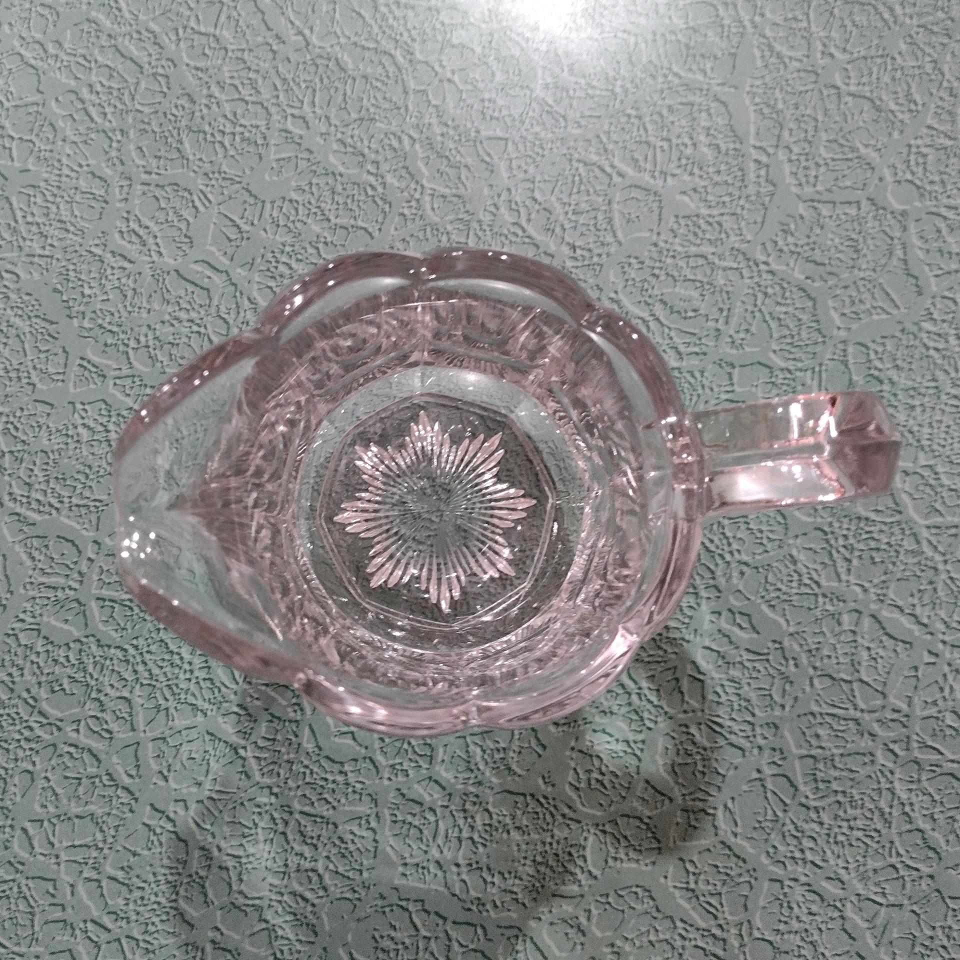 Antique Pressed Glass Creamer Pitcher, UV Reactive Manganese Glass