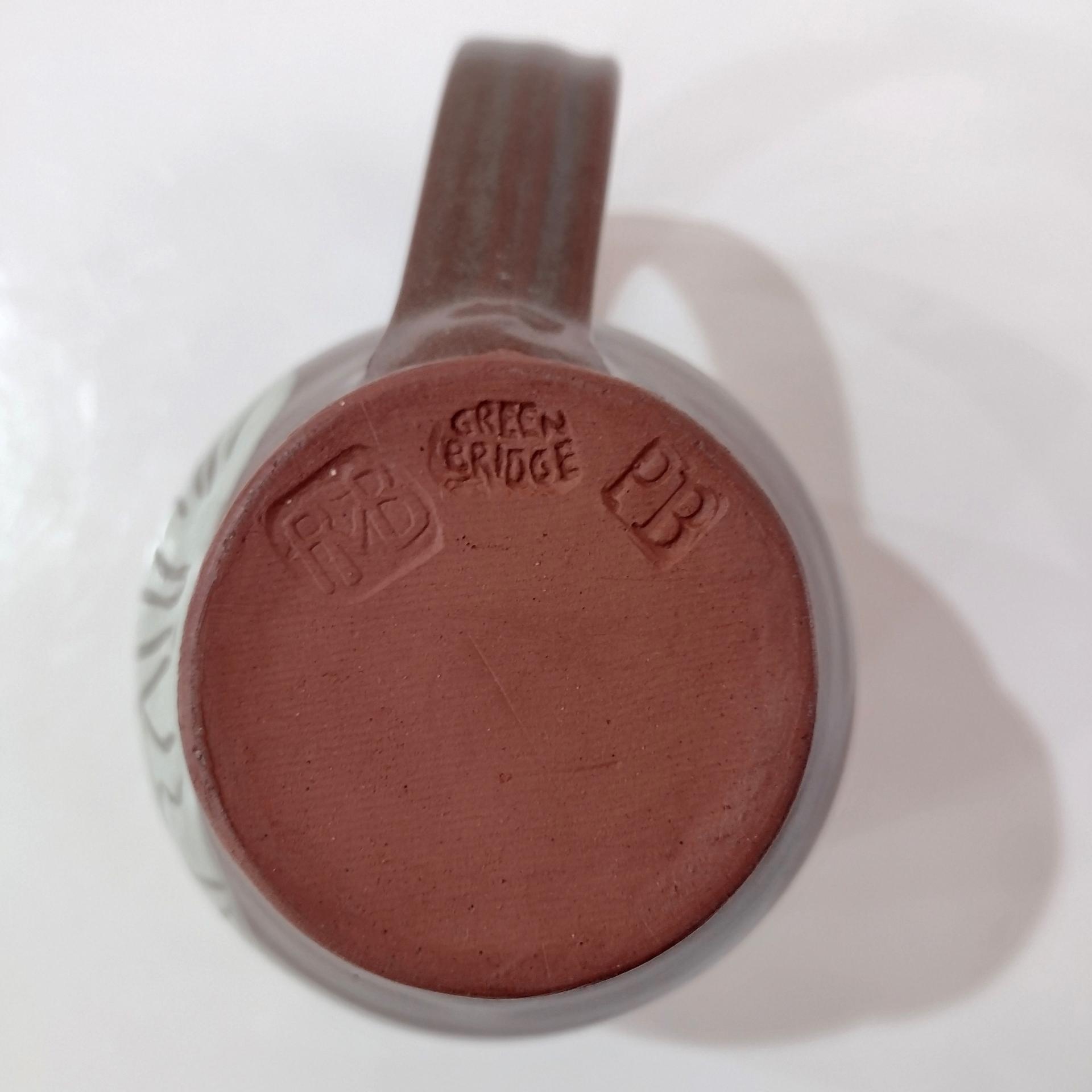 Vintage Hand Crafted Brown and Green Happy Pig Ceramic Mug, Pig Lover Farmer Gift