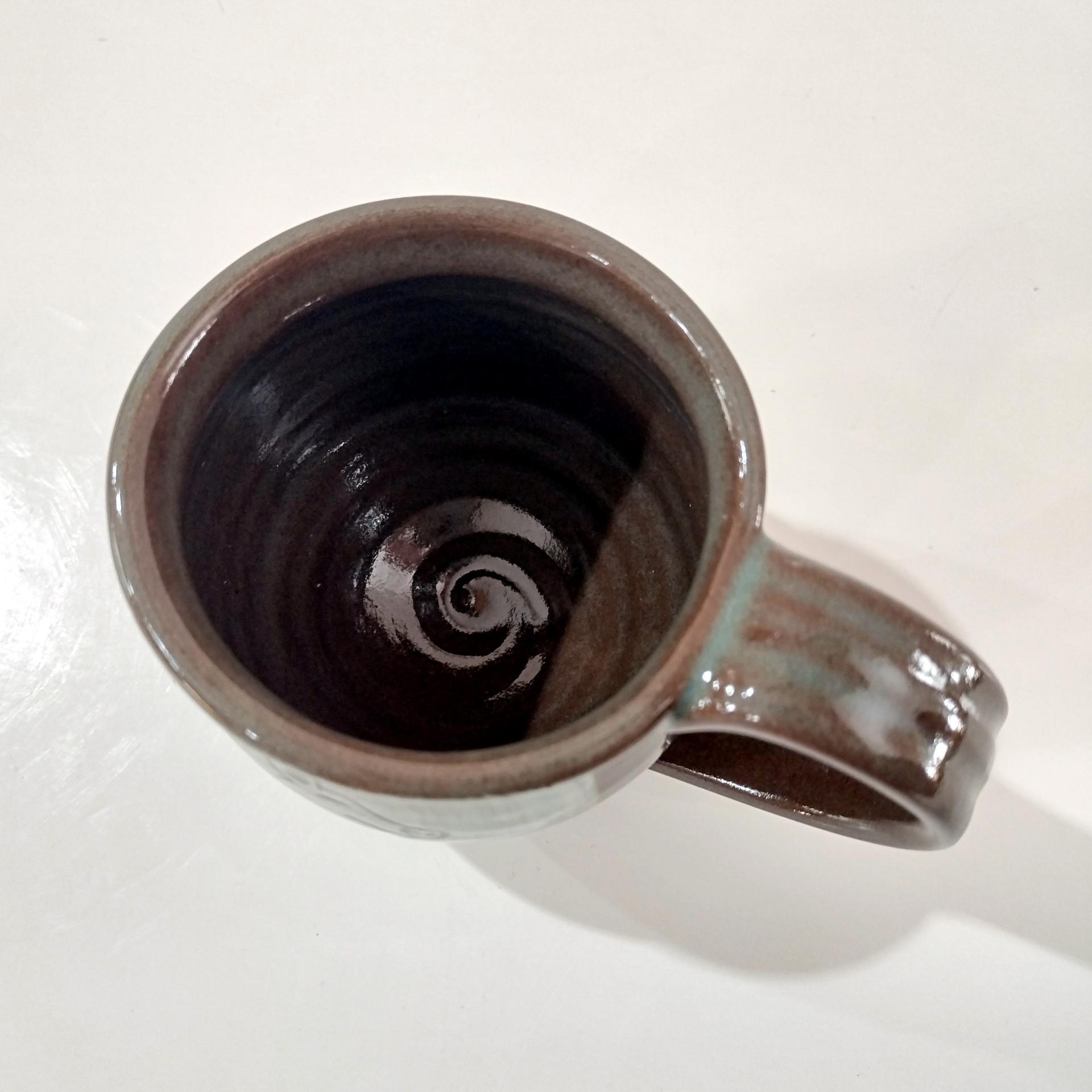 Vintage Hand Crafted Brown and Green Happy Pig Ceramic Mug, Pig Lover Farmer Gift