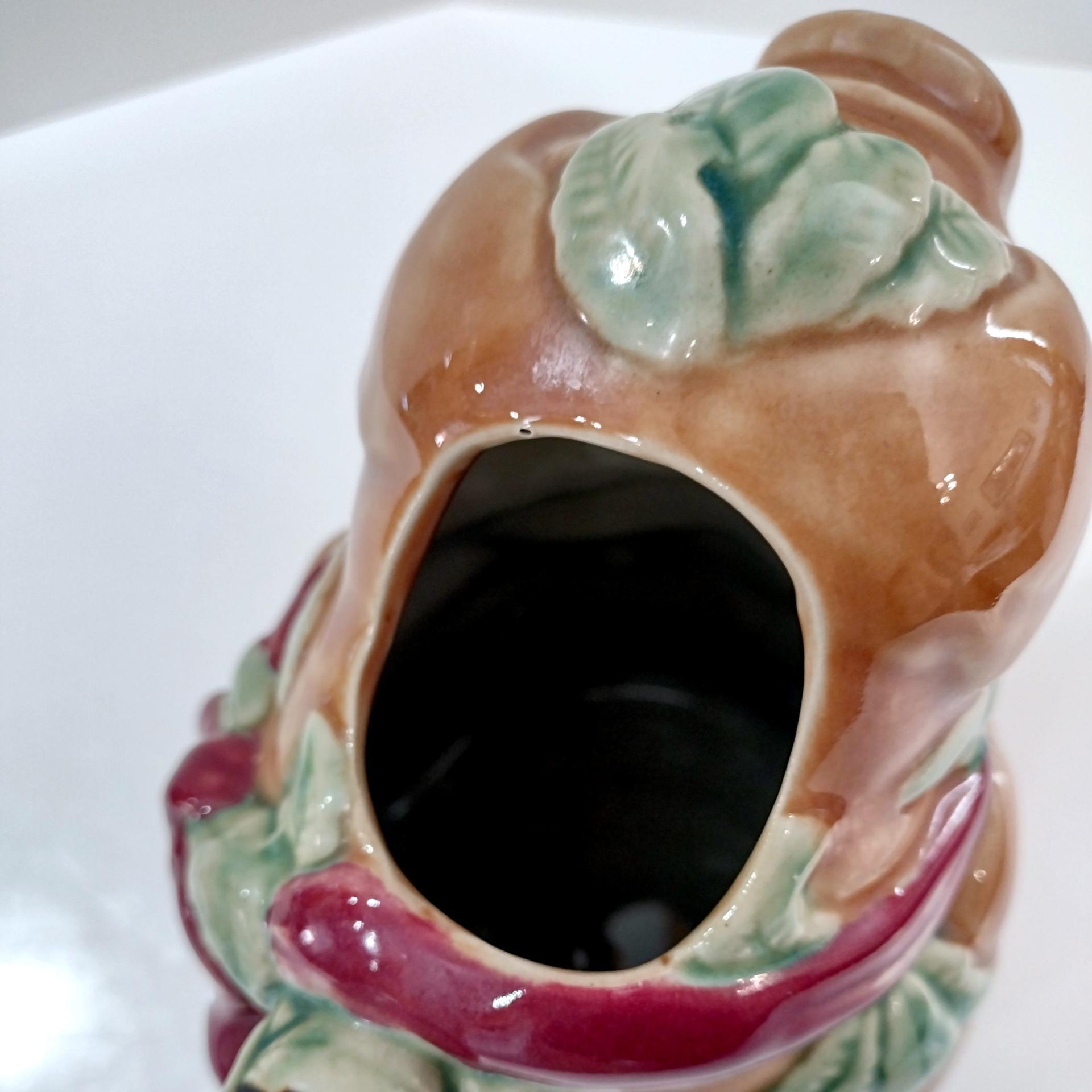 Vintage Majolica Pig Ceramic Pitcher, Farm Animal Kitsch Pitcher Kitchen Decor