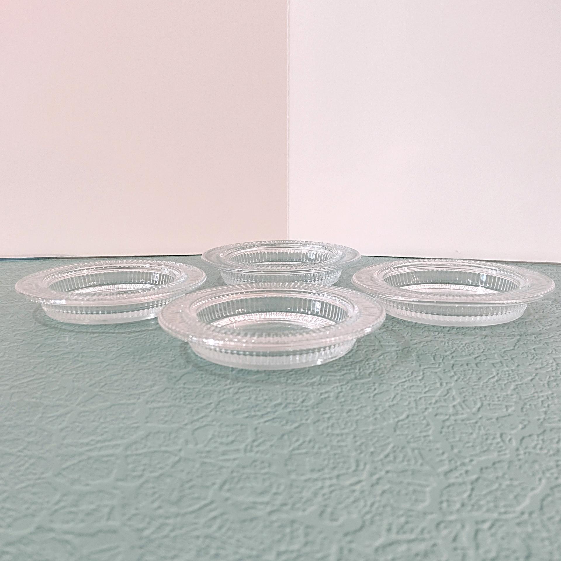 Vintage Clear Glass Coasters, Set of Four, Pillar Candle Holders, Glass Ashtrays