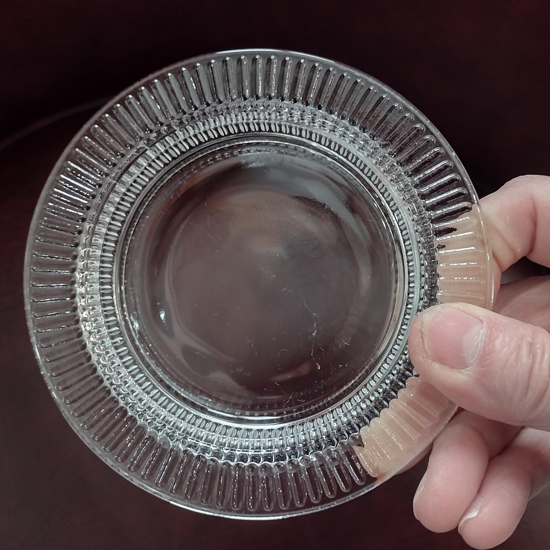 Vintage Clear Glass Coasters, Set of Four, Pillar Candle Holders, Glass Ashtrays