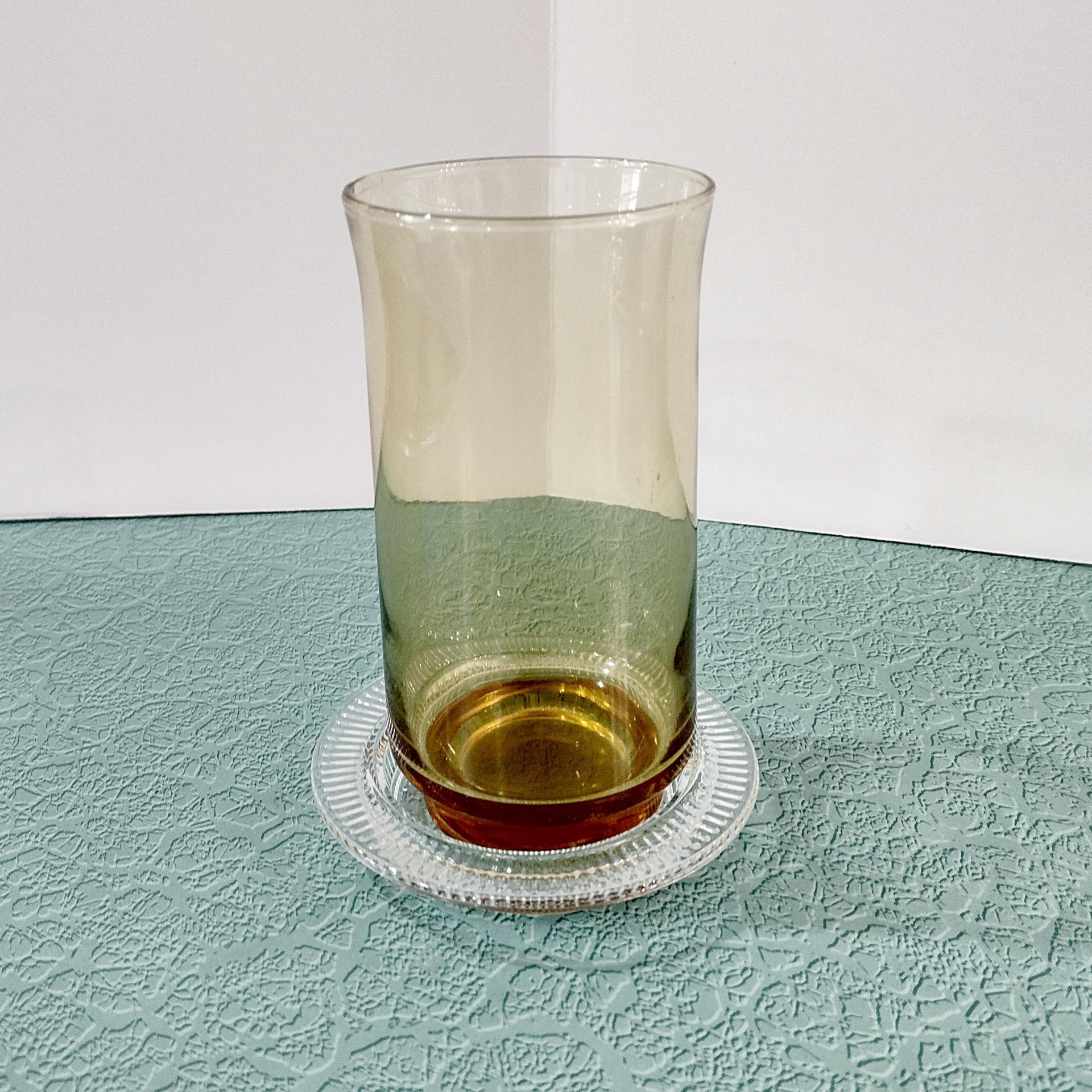 Vintage Clear Glass Coasters, Set of Four, Pillar Candle Holders, Glass Ashtrays