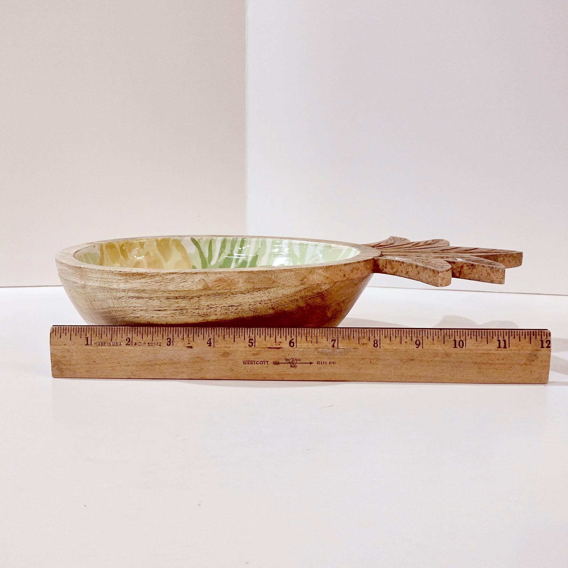 Vintage Wooden Pineapple Serving Bowl, Mango Wood Pineapple Shaped Fruit Centerpiece Bowl