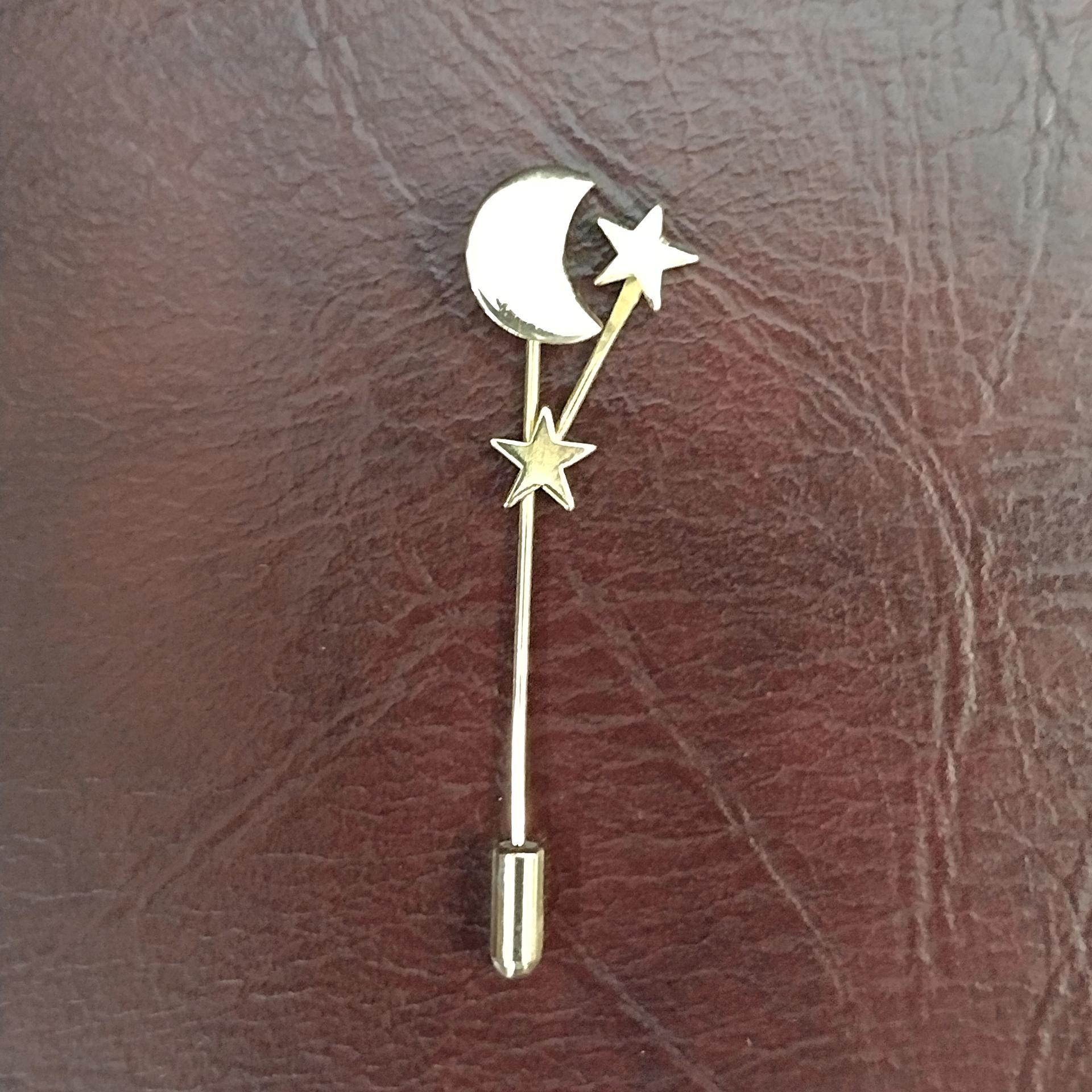 Vintage Stick Pins, Set of 3, Moon and Stars Pin, Iris Flower Pin, Scarf Pin
