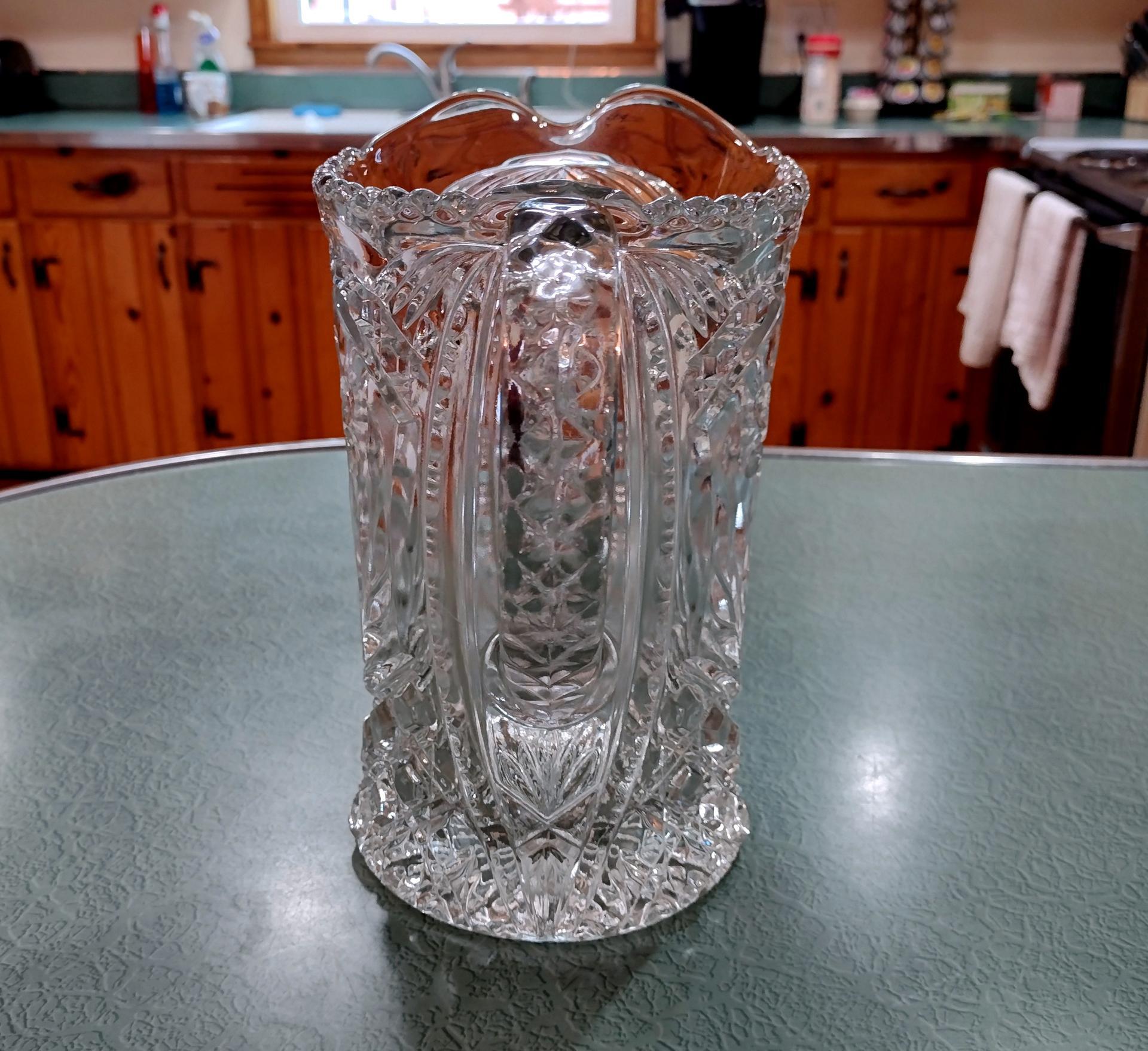 Vintage Clear Pressed Glass Pitcher, Imperial Glass Mayflower 678 Pattern Design, Large 48 Ounce Capacity Pitcher