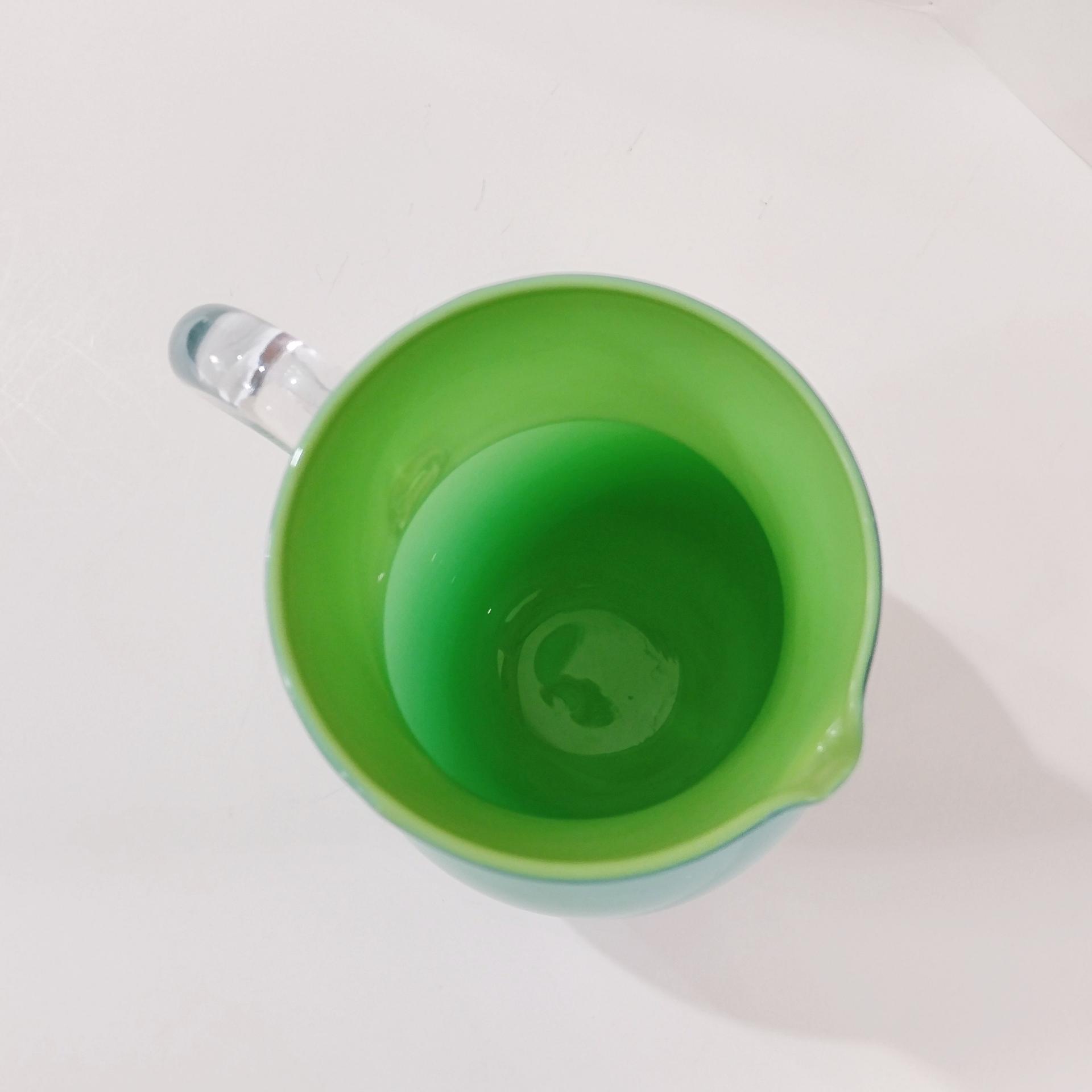 Vintage Blue and Green Cased Blown Glass Pitcher / Vase