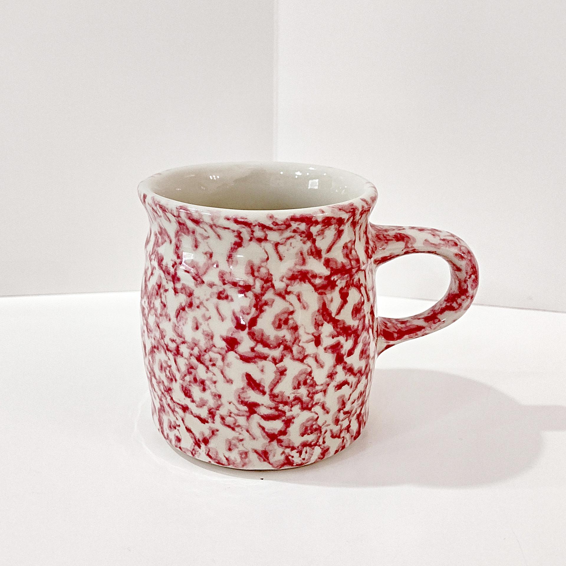 Vintage Pink Spongeware Ceramic Coffee Tea Mug, Workshops of Gerald E Henn Pottery, Roseville Spongeware Pottery