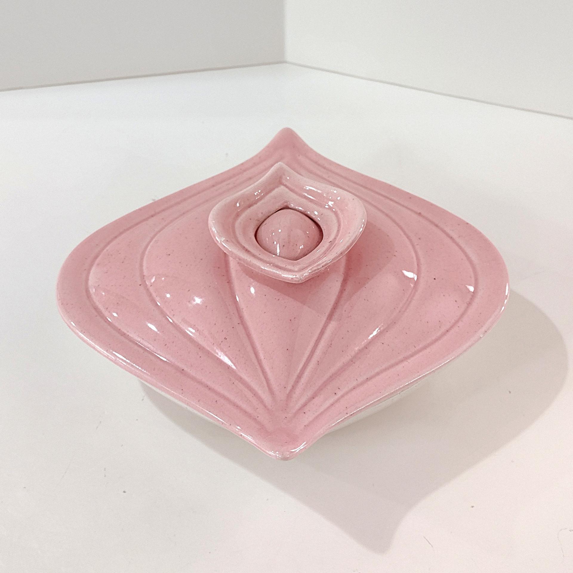 Vintage California Pottery USA Pink Onion Covered Serving Dish