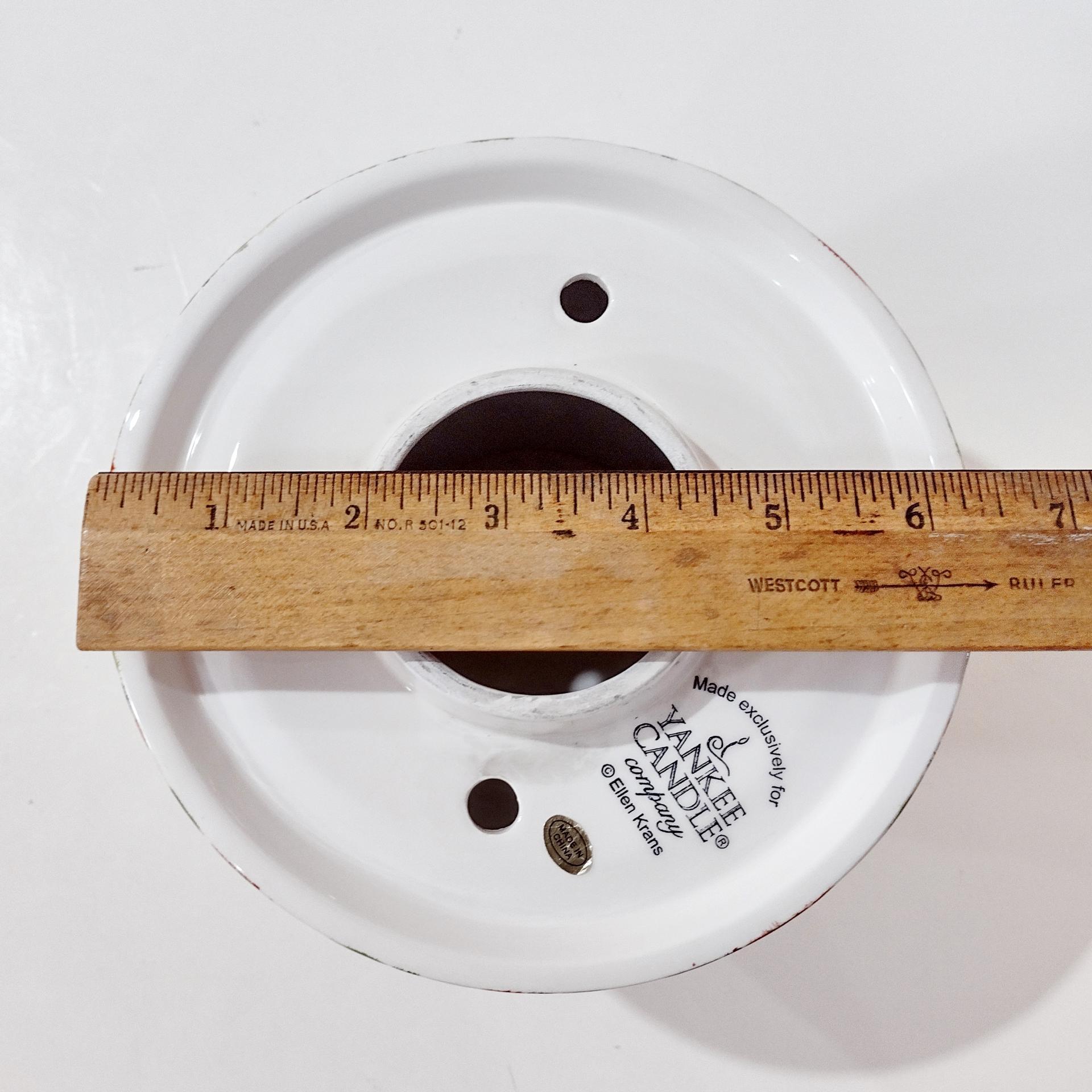 Vintage Yankee Candle Ceramic Shade Jar Topper, Ellen Krans Red and Green Polka Holiday Design