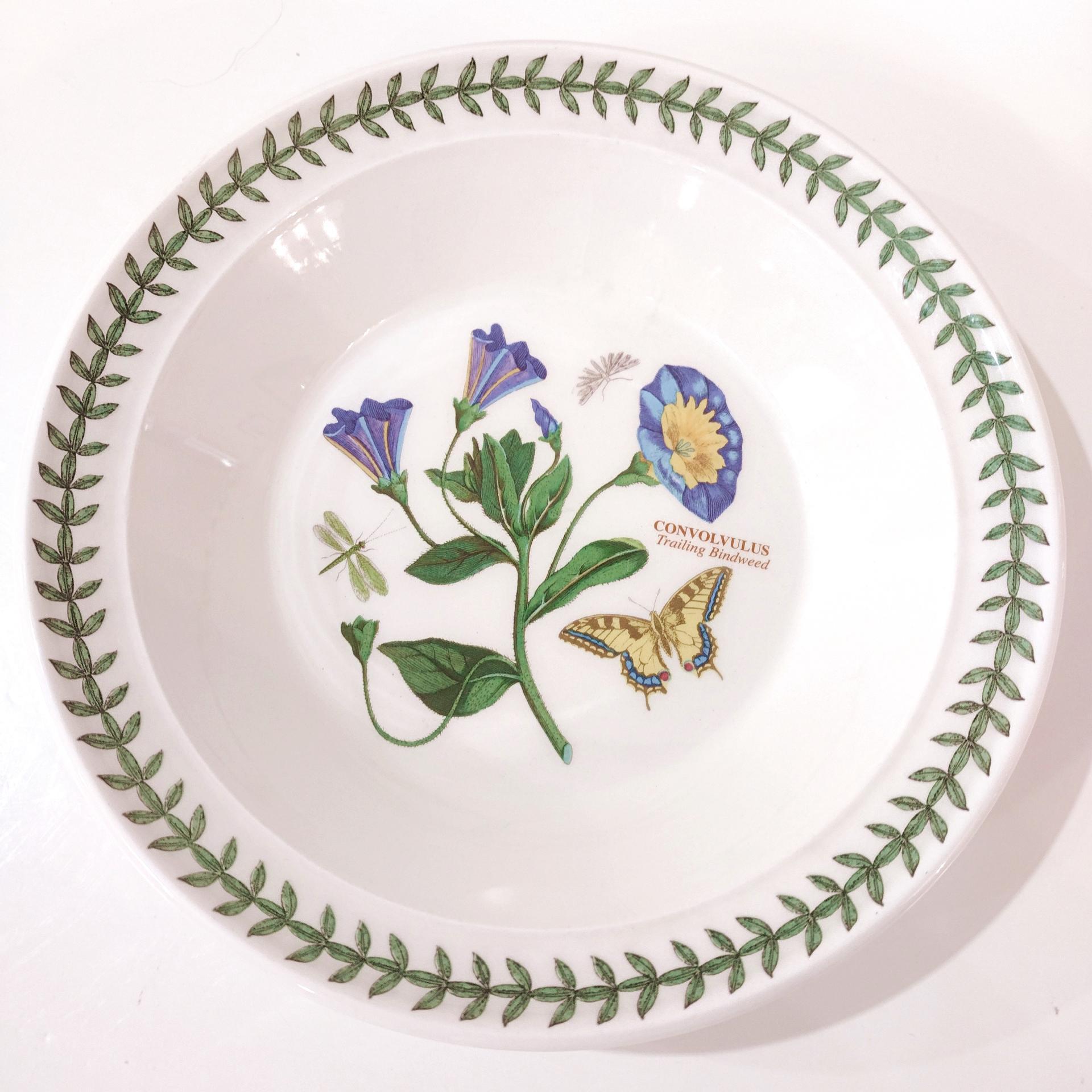 Vintage Portmeirion Botanic Garden Trailing Bindweed Soup Bowl, Butterfly Floral Serving Bowl