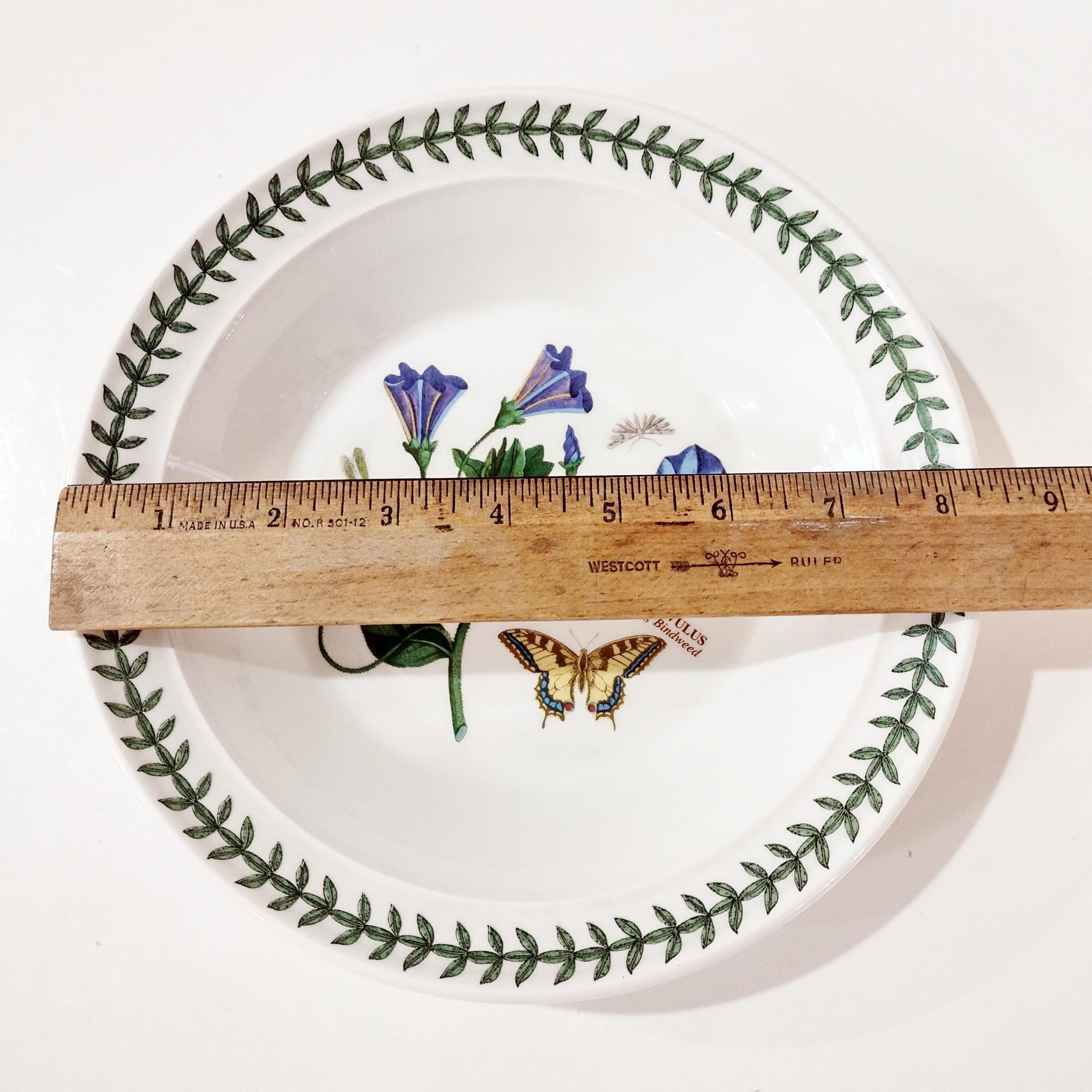 Vintage Portmeirion Botanic Garden Trailing Bindweed Soup Bowl, Butterfly Floral Serving Bowl