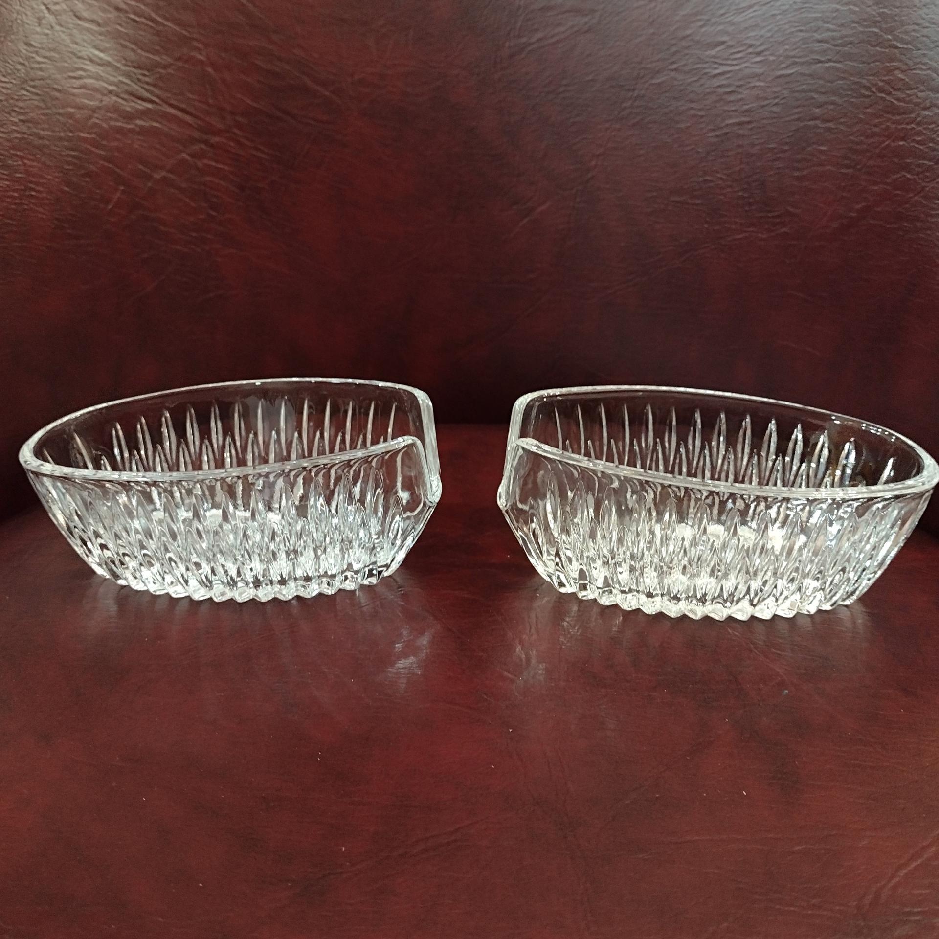 Vintage Princess House Royal Highlights Crystal Silverware Holders, Set of Two, Buffet Silverware Serving