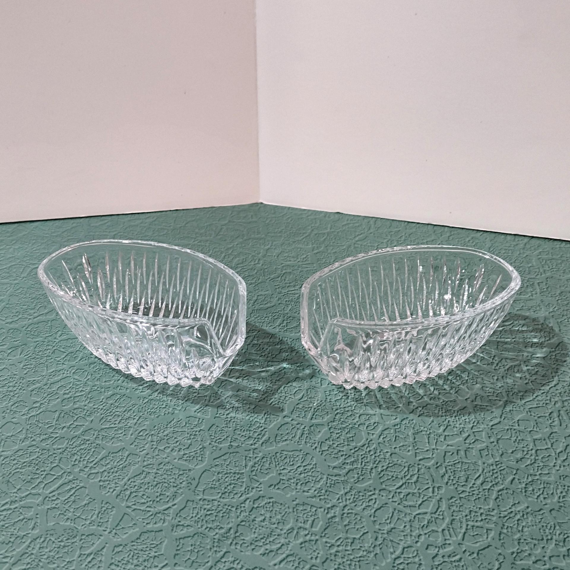 Vintage Princess House Royal Highlights Crystal Silverware Holders, Set of Two, Buffet Silverware Serving
