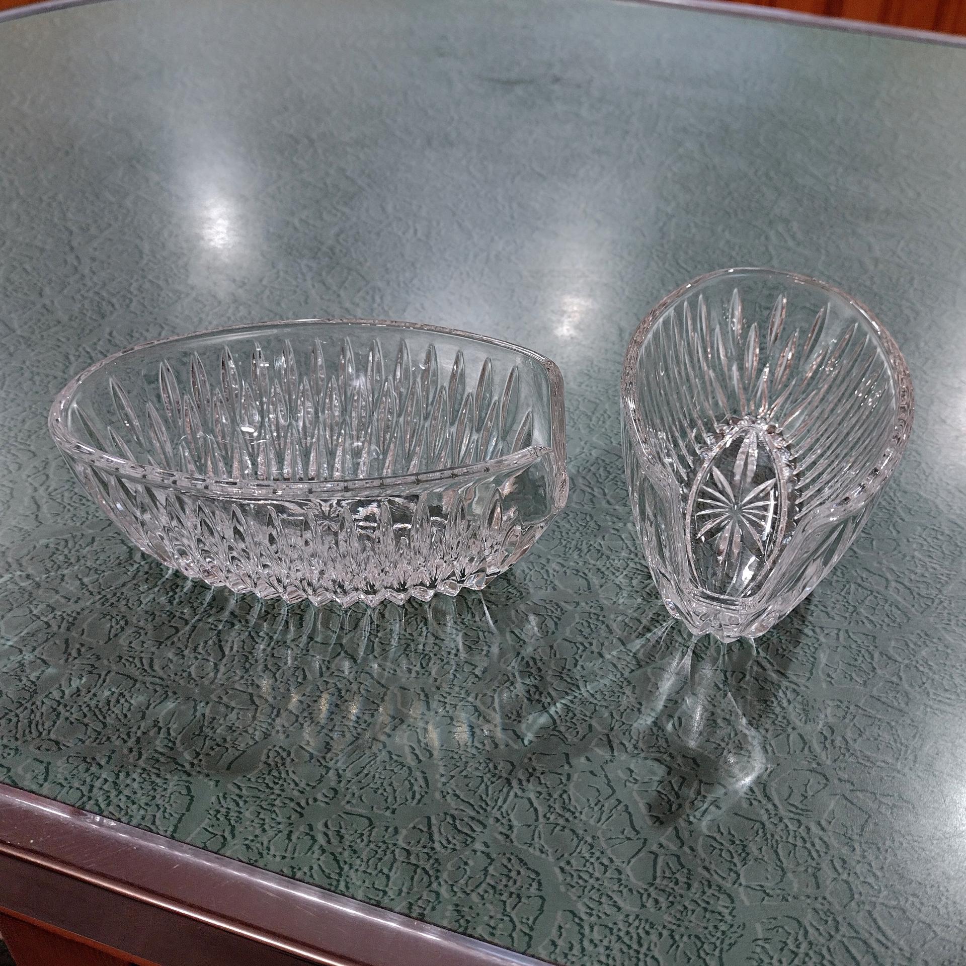 Vintage Princess House Royal Highlights Crystal Silverware Holders, Set of Two, Buffet Silverware Serving