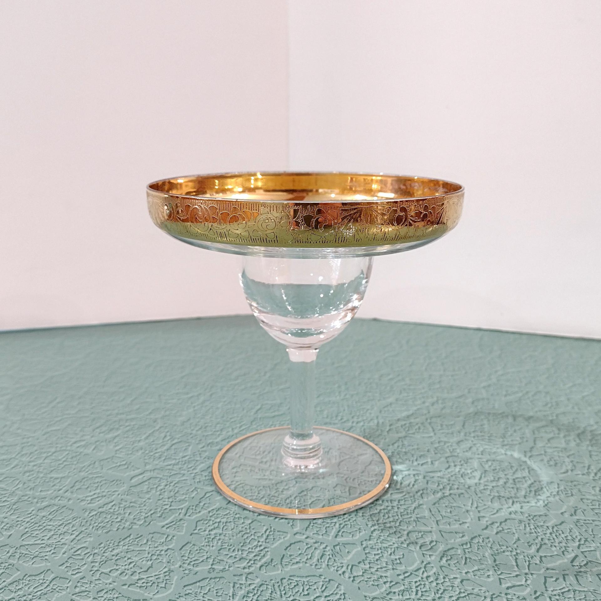 Vintage Glastonbury Lotus Rambler Rose 35 Gold Rimmed Footed Cocktail Glass